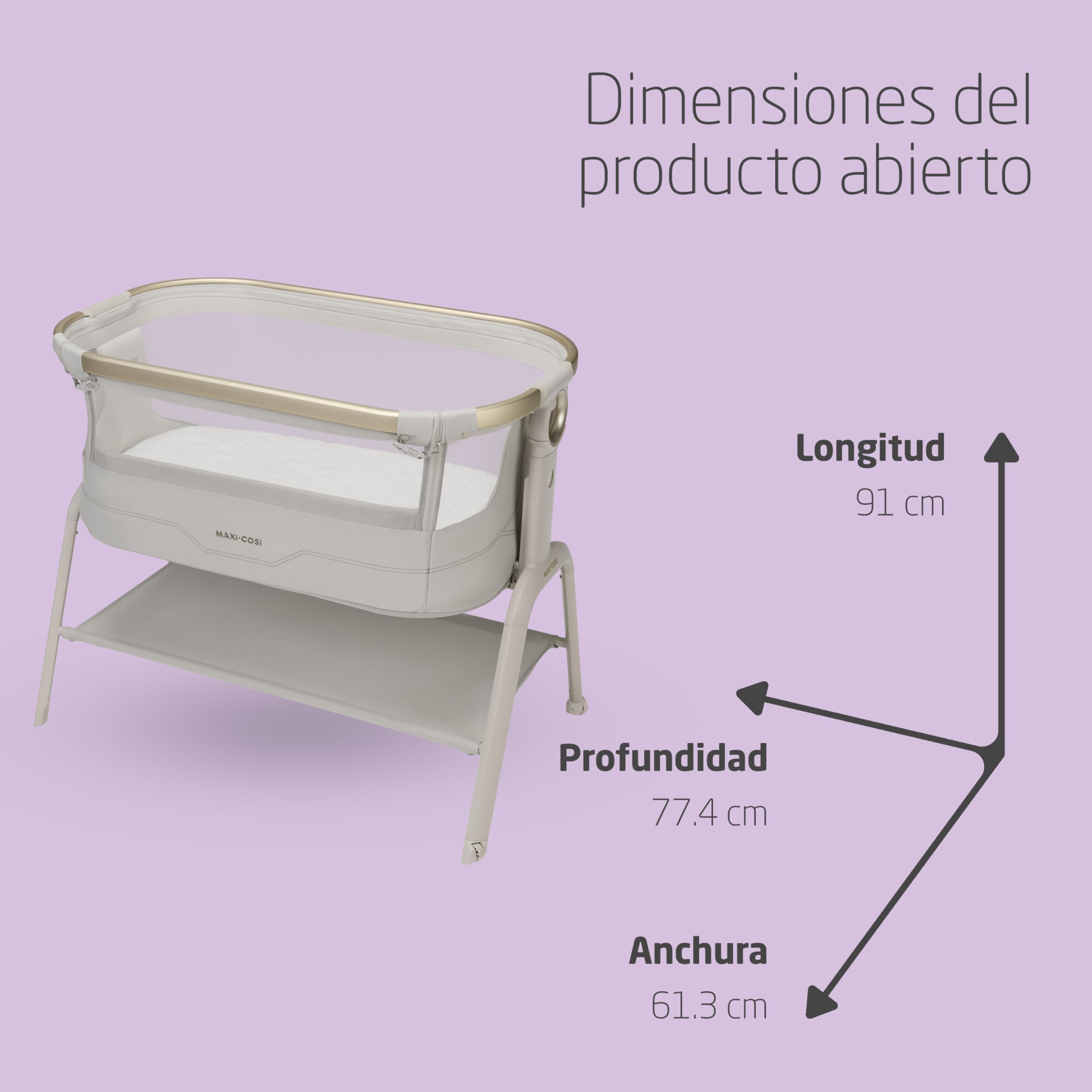 Maxi Cosi Iora² Cuna Colecho, 0-6 Meses (9 kg), Cuna Colecho Bebé Plegable y Ligera, Colchón CloudCore de 5cm, 5 Niveles de Altura, 2 Ruedas con Deslizamiento Suave, Fácil de Mover, Elegance Beige