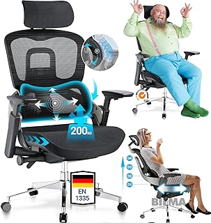 MELOKEA ReliefBack Master Bürostuhl 200 kg | Ergonomischer Testsieger | Synchronaleinstellung | 5-Fach verstellbare Rückenlehne | Sitztiefe verstellbar | 4D-Armlehnen | Office Chair mit 3D-Kopfstütze