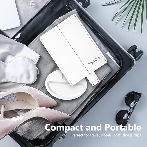 Miniatura 6 de Flymiro Tri-fold Lighted Vanity Makeup Mirror with 3x2x1x Magnification, 21Leds Light and Touch Screen,180 Degree Free Rotation Countertop Cosmetic