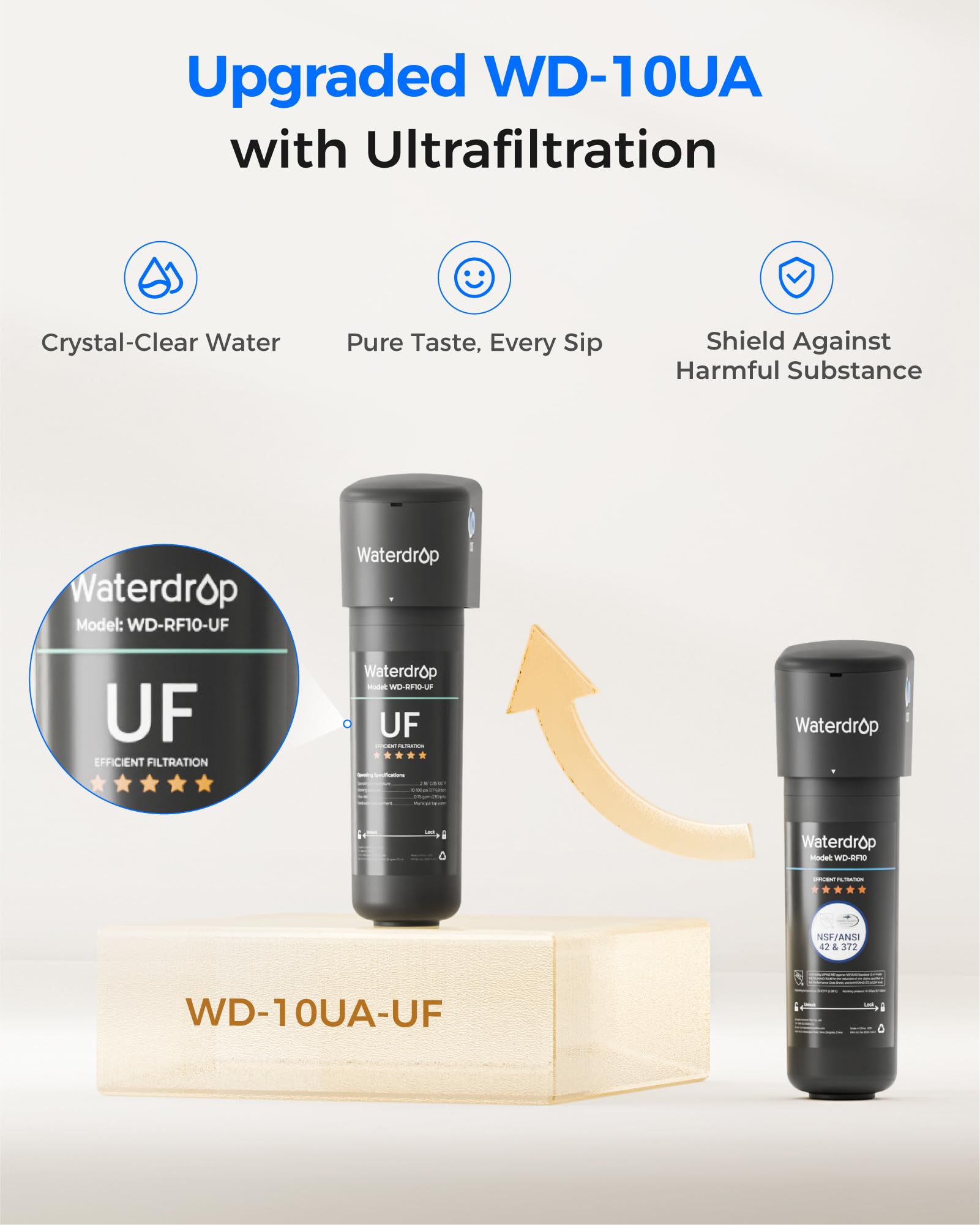 Waterdrop 10UA-UF 0 01 m Ultra Filtration Under Sink Water Filter System 1 Year Reduces Lead Chlorine Bad — view 4