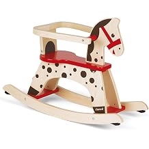 Janod Caramel Rocking Horse Classic Wooden Rocking Horse Ride-On Toy with Removable Safety Guard & Anti-Tip System Develops Kids Imaginative Play Coordination & Balance Ages 1+ Years