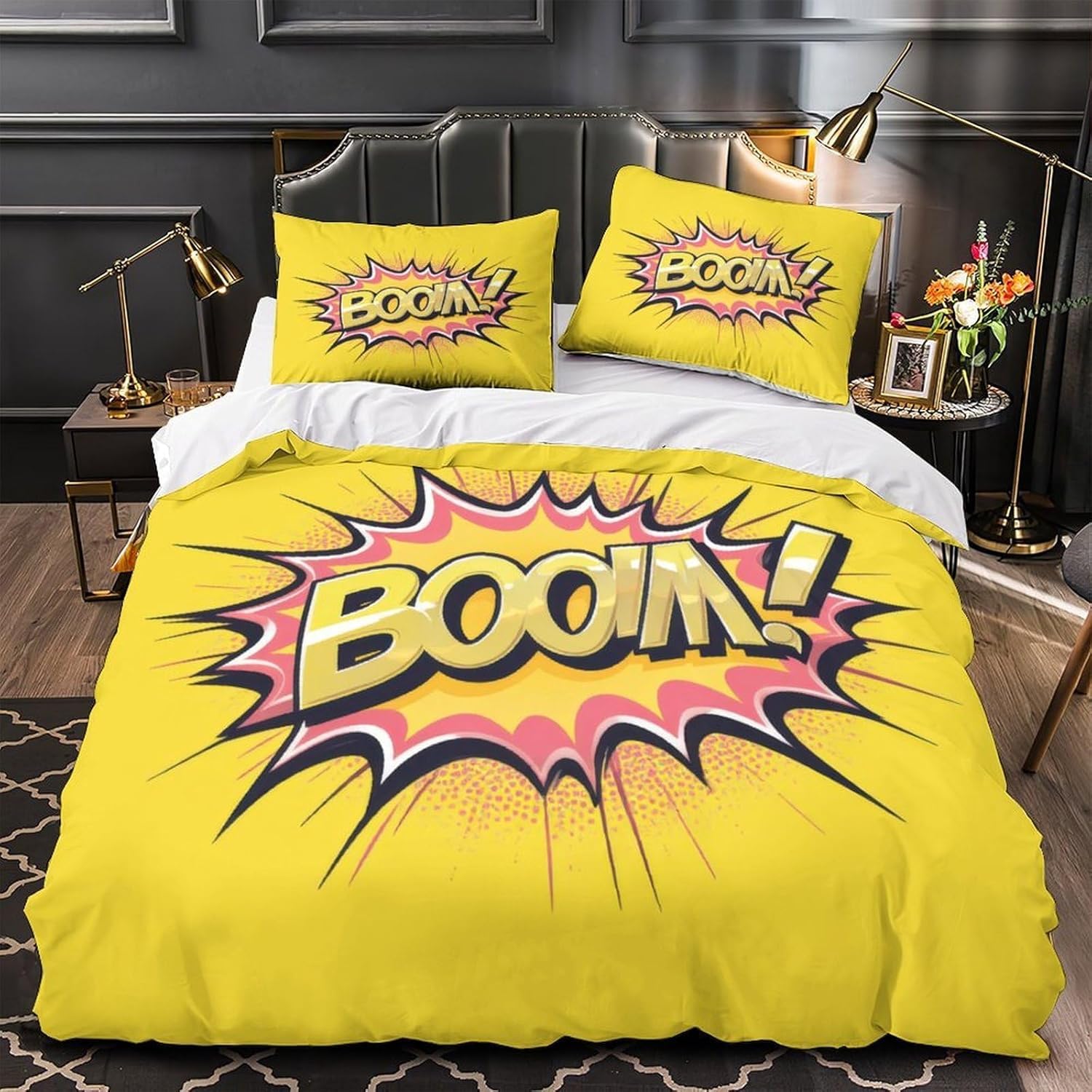 Funda Nordica Cama 135/150 ¡Bum! Ropa de Cama 3D Arte Pop 3 Piezas Suave Transpirable Microfibra Funda Nórdica 240x220 cm y 2 Fundas de Almohada 50x75 cm C.2589