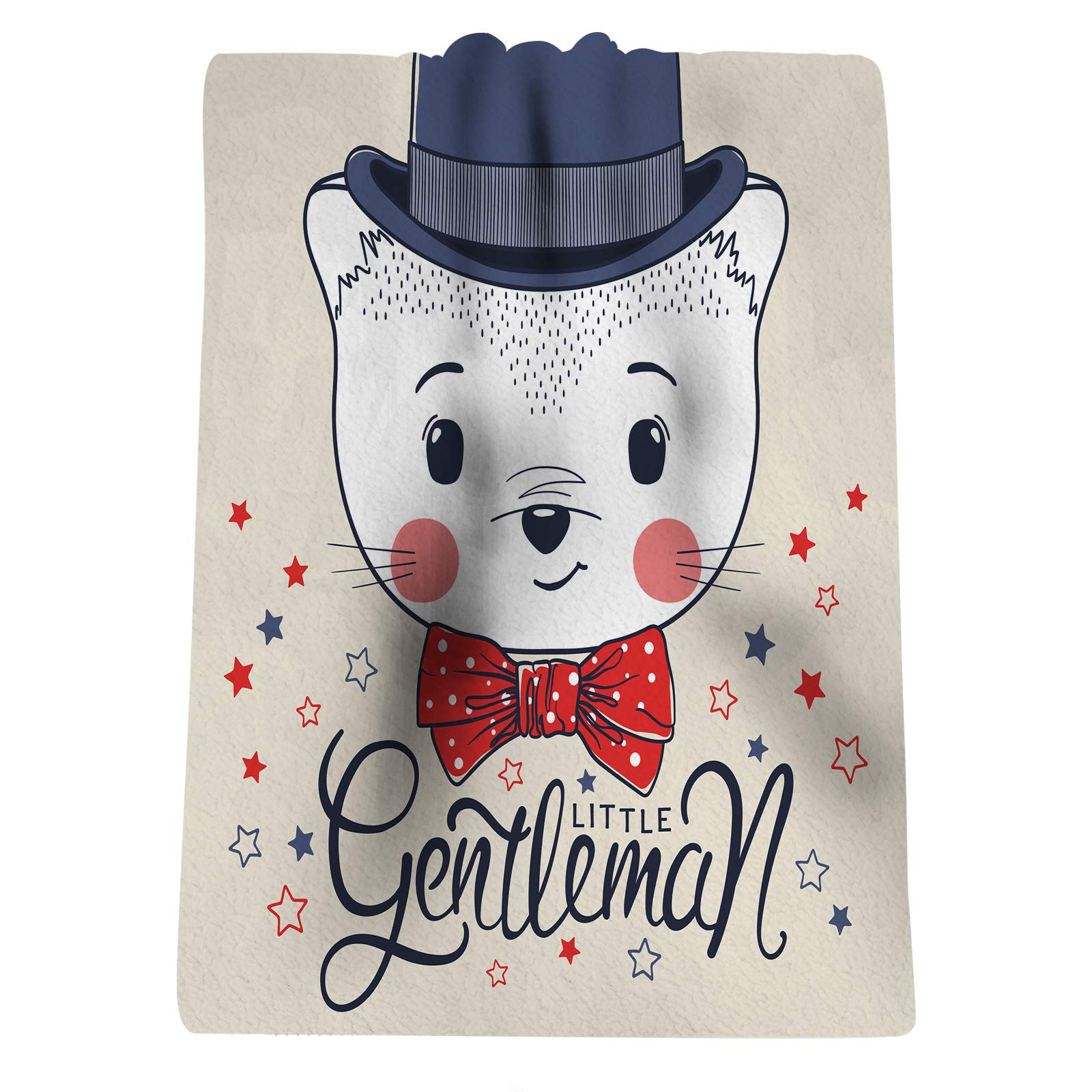 Beabes Cute Cat Boy with Bowler Hat Hand Towel for Bathroom Little Gentleman Animal Bow Tie Cartoon Meow Kitty Face Spa Yoga Towel 15 X 30 Inch