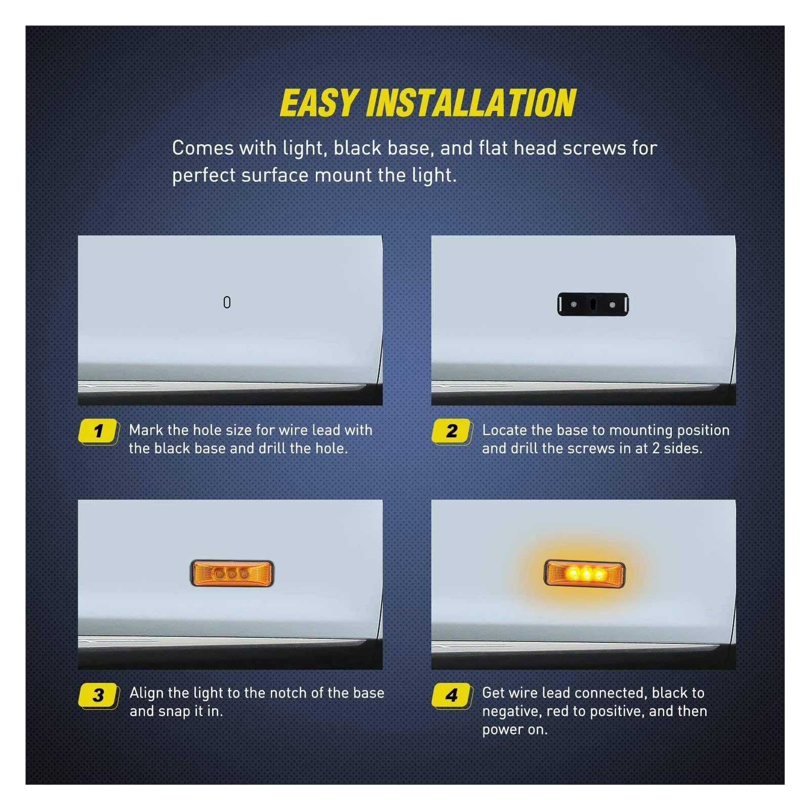 DEHIWI Lámparas incandescentes 24V 3,9 Pulgadas 3 LED Camión Remolque Luz Ámbar Delantero Trasero LED Marcador Lateral Luces Indicador De Liquidación Lámpara Impermeable 2 Uds