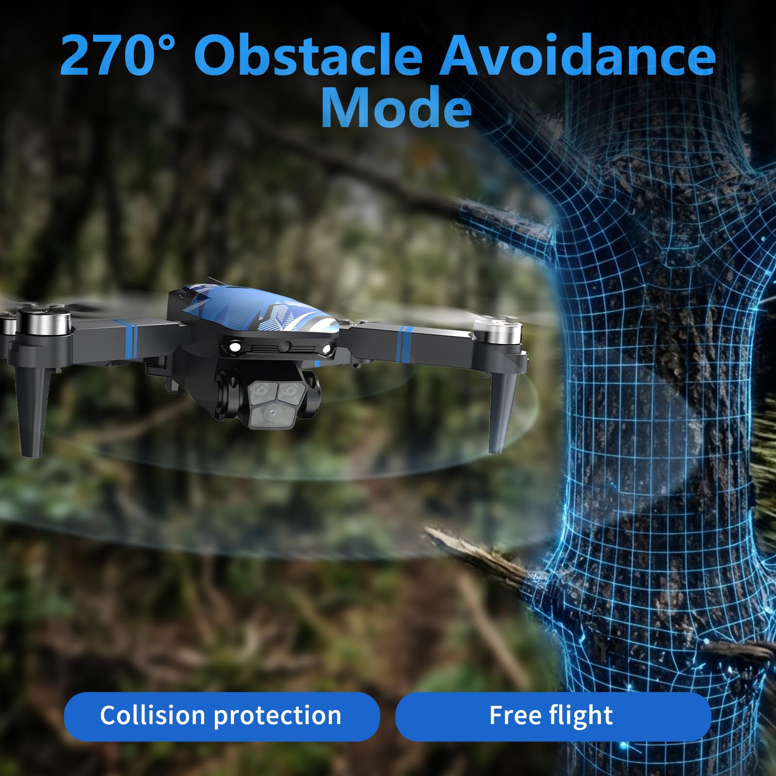 FPV Droni per Adulti Drone con Camera, Schermo LCD FPV Live Video, Motore Brushless, Sistema di Prevenzione Ostacoli a 270°, 3D Flips, Peso Inferiore a 250g, Supporta Schede SD fino a 32 GB Regalo