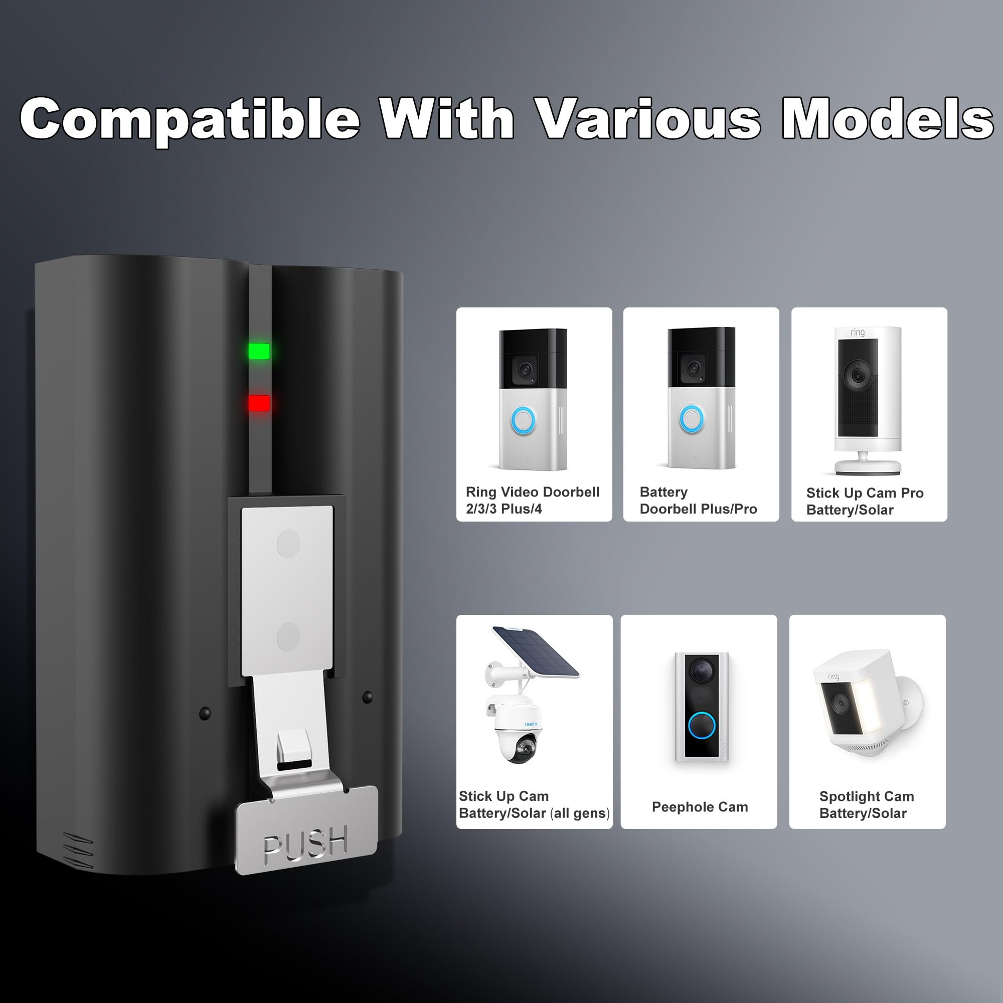 2-Pack Replacement Battery for Ring Doorbell - 7200mAh Rechargeable Camera Batteries with Charger Station for Ring Video Doorbell 2/3/3 Plus/4, Spotlight Cam, Stick Up Cam and Peephole Cam Indoor