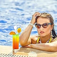 Vista 5 de 200 palitos de cóctel Swizzle, agitadores de café transparente de 7.3 pulgadas, palitos de plástico desechables para bebida, disco negro, barra