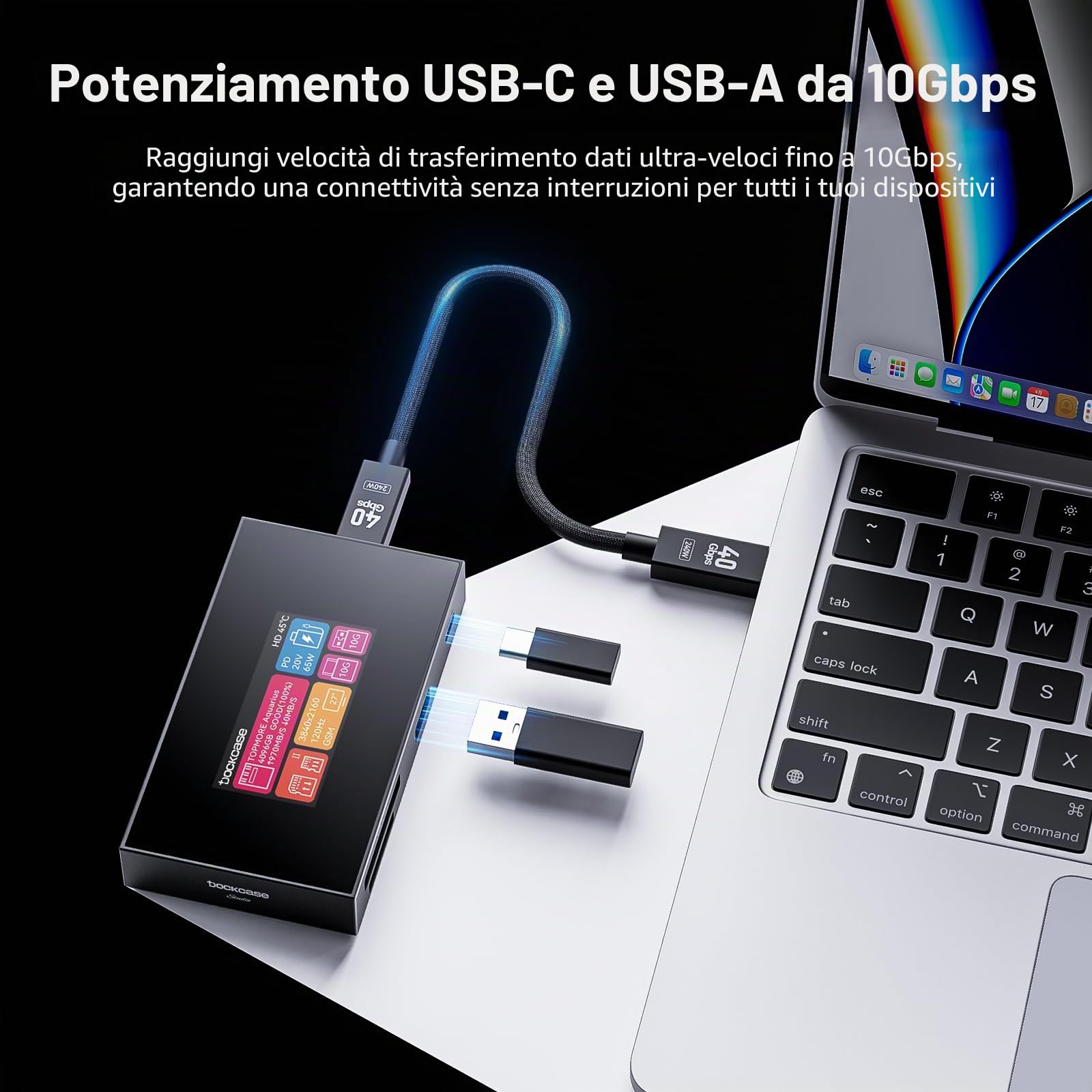 DOCKCASE Leggitrice Smart 8-in-1 CFexpress Type B/Type A con schermo tactil, slot UHS-II SD/microSD, uscita HDMI 4K@120Hz, USB-C & USB-A 3.2 Gen 2 10Gbps,PD 3.0 100W per cineasti, fotografi e creatori