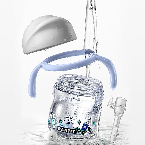 Miniatura 6 de bc babycare Vasos para niños pequeños, vaso con popote con peso para niños de 6 meses, 8 onzas, a prueba de sacudidas y derrames, con pajita, tazas