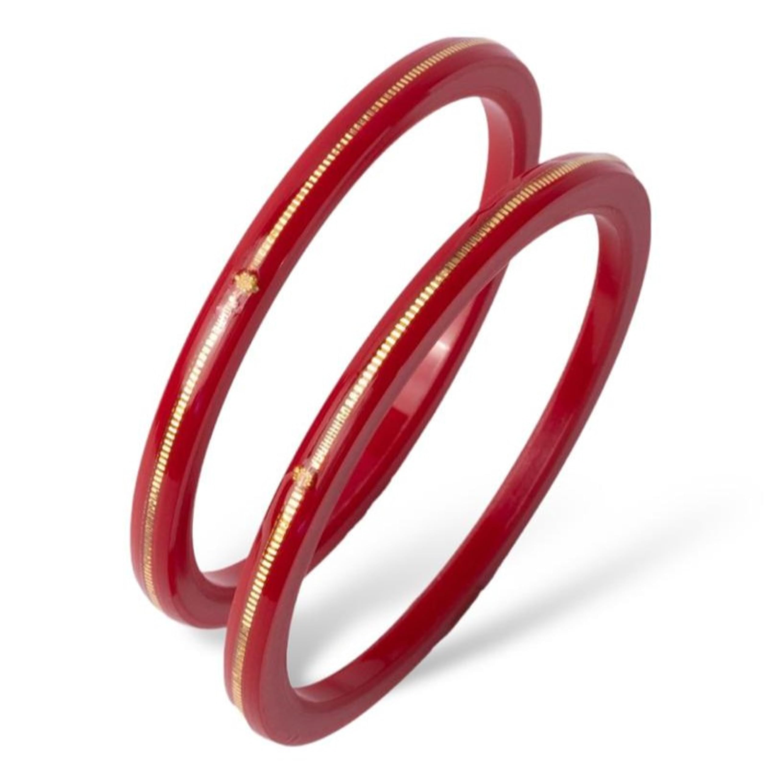 Hem Jewelsby Ashok Jewellers 22kt (916) Yellow Gold Bangles/Gold Handmade Chudi/Wedding Chooda for Women with Purity Certificate and 916 Stamp (Set of 4pcs) - Red