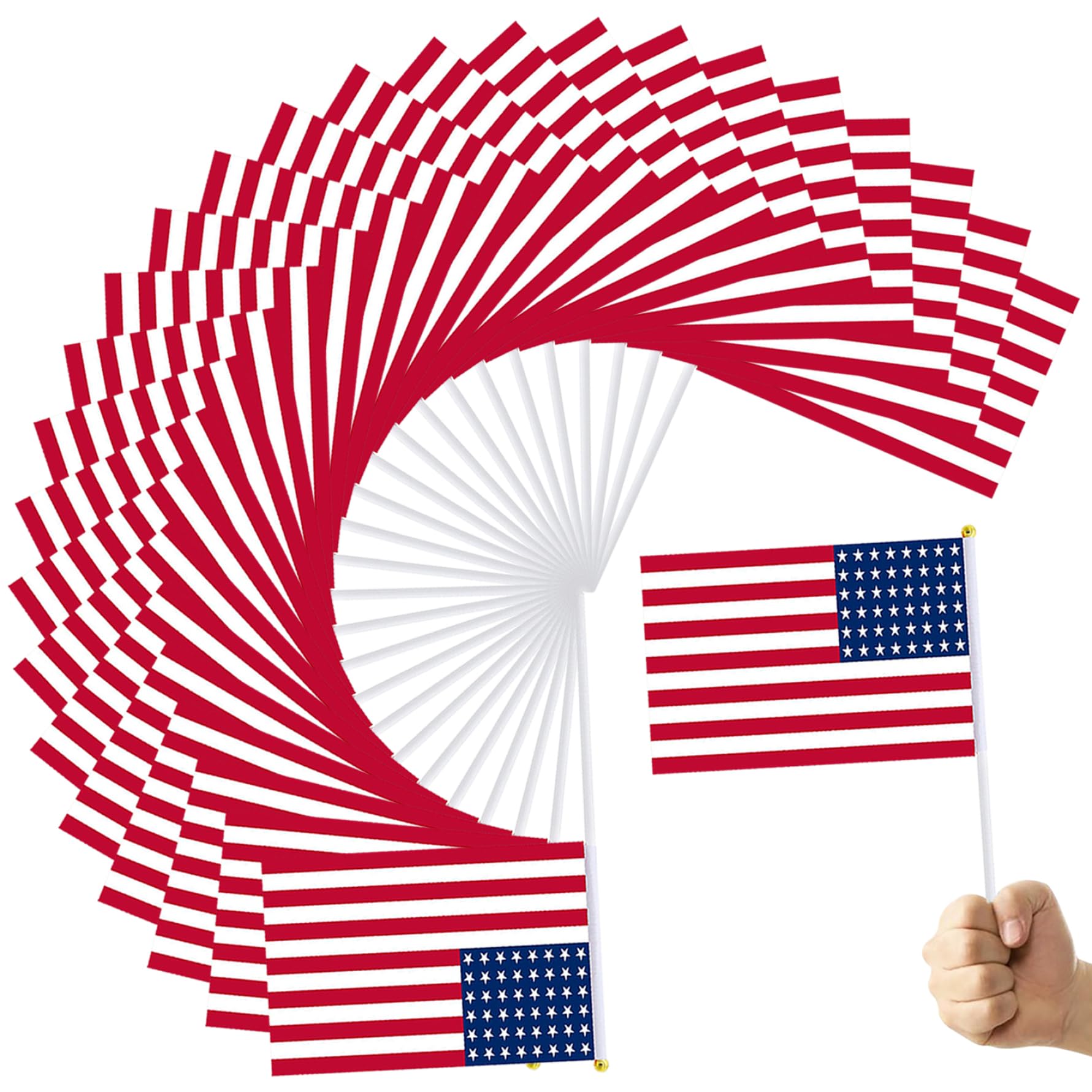 Flag américain double côté avec 100 mini drapeaux sur bâton 6x8