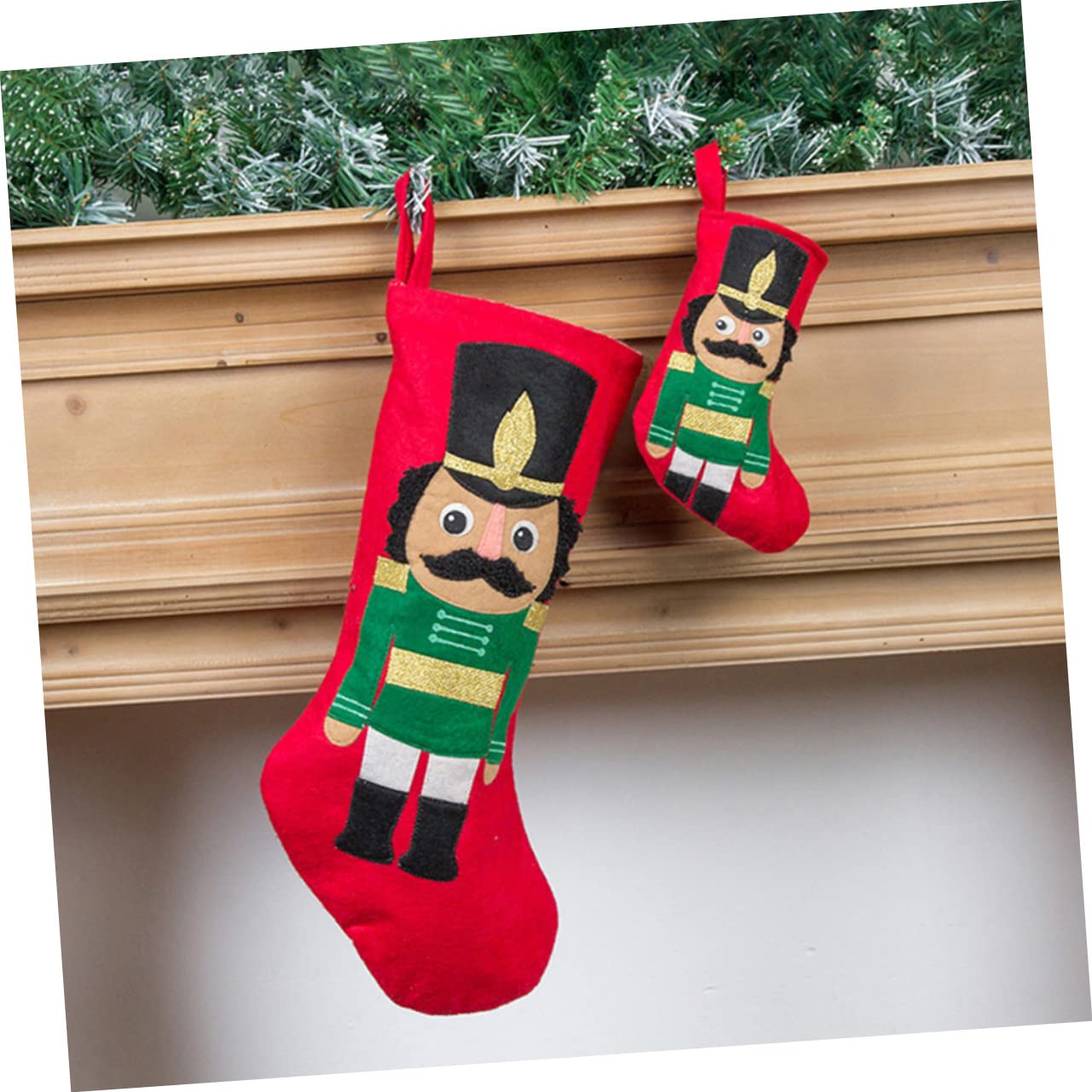 MAGICLULU 5 Sätze Soldat Weihnachtsstrumpf Keks Gehäkelte Weihnachtsstrümpfe Bonbonfiguren Nussknacker Baumschmuck Weihnachtsdekoration Halter Gold Wichtel Filztuch 2 Stück * 5