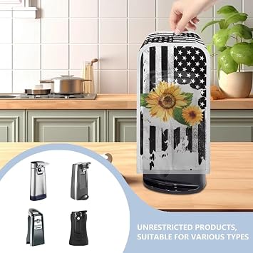 USA Flag Sunflower Electric Can Opener Cover Kitchen Appliance Cover Can Opener Dust Cover Kitchen Decor Electric Can Opener Dust Cover