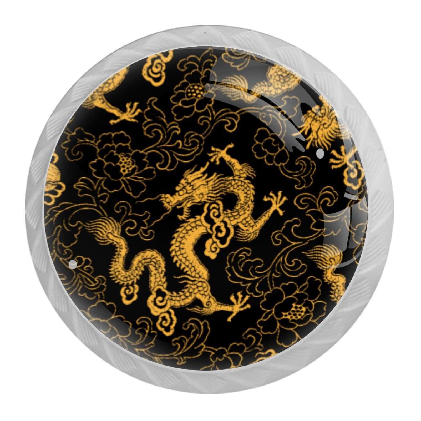 Tqmspg 4 Pieces Drawer Pulls Gold Dragons Door Knobs Dresser Handles for Kitchen Wardrobe Cupboard Hardware Furniture
