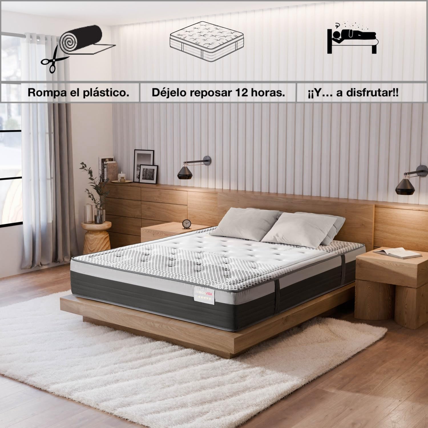 T-ORMU COLCHONES 150X190 VISCOELASTICOS Premium Firme – Colchón 150X190 Viscoelástico Firmeza Alta ± 29 CM Altura – Matrimonio – Traspirable Antialérgico Confortable Ergonómico Oeko-Tex
