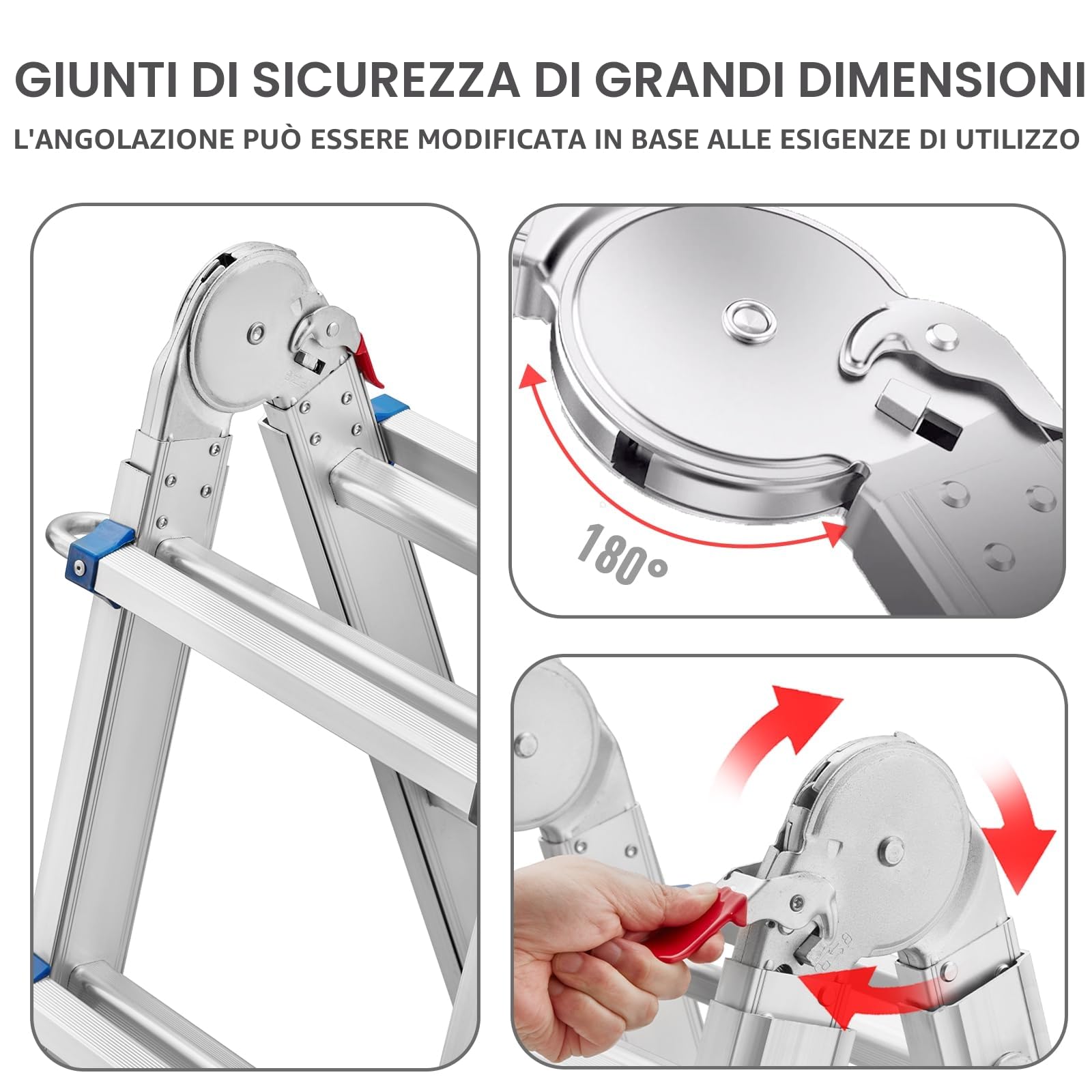 STANEW Scala Singola in Alluminio Multiuso 5,1m 4x5 pioli, Scala Multifunzione Telescopica Professionale, Pieghevole, Cavalletto di Prolunga, a Gradini e Bifacciale, Portata Max 150 Kg