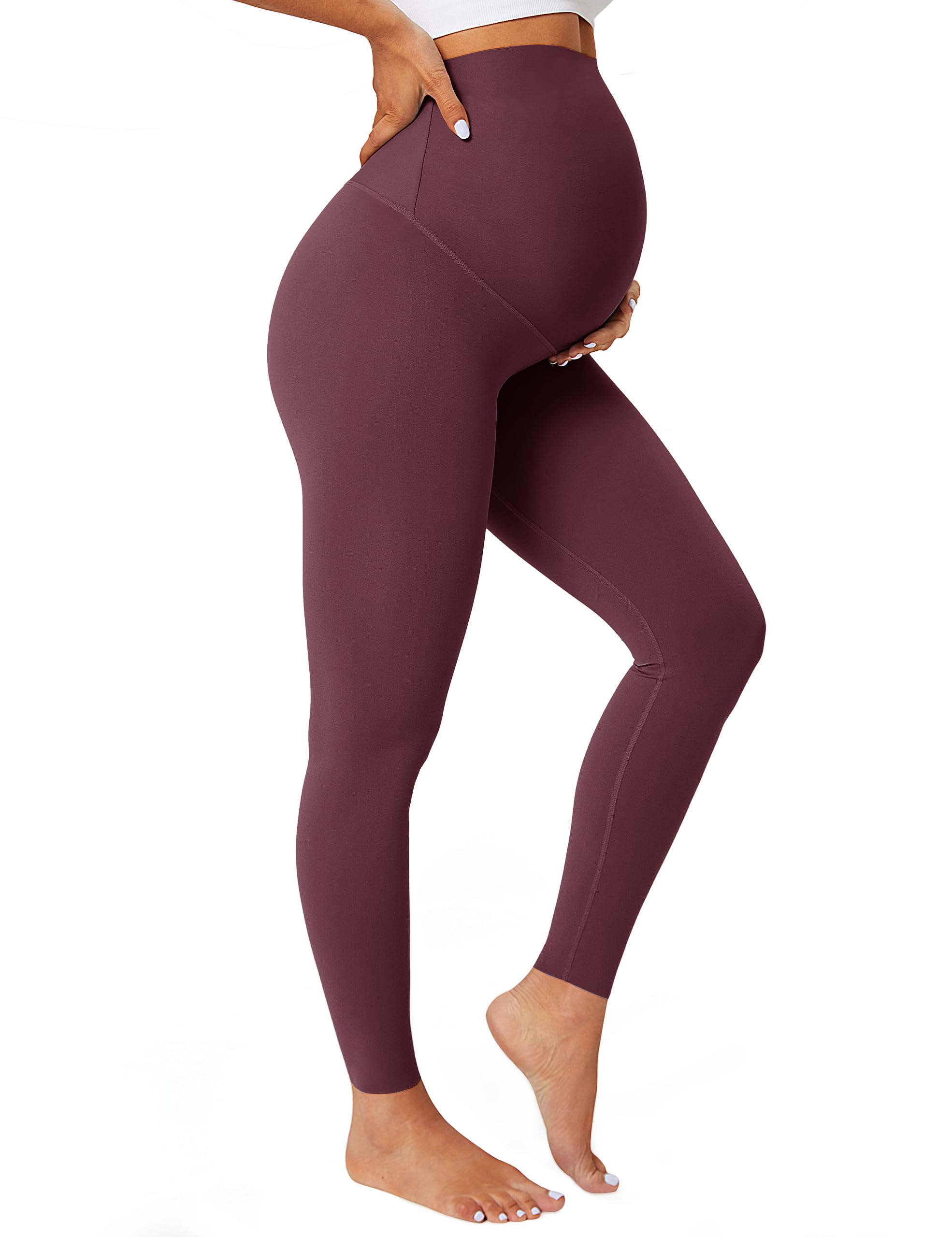 BAYDI Nudi Damen Umstandsleggings mit Taschen Blickdichte Lange Schwangerschaftsleggings High Waist Umstandshose Damen Weich elastisch Schwangerschaftshose