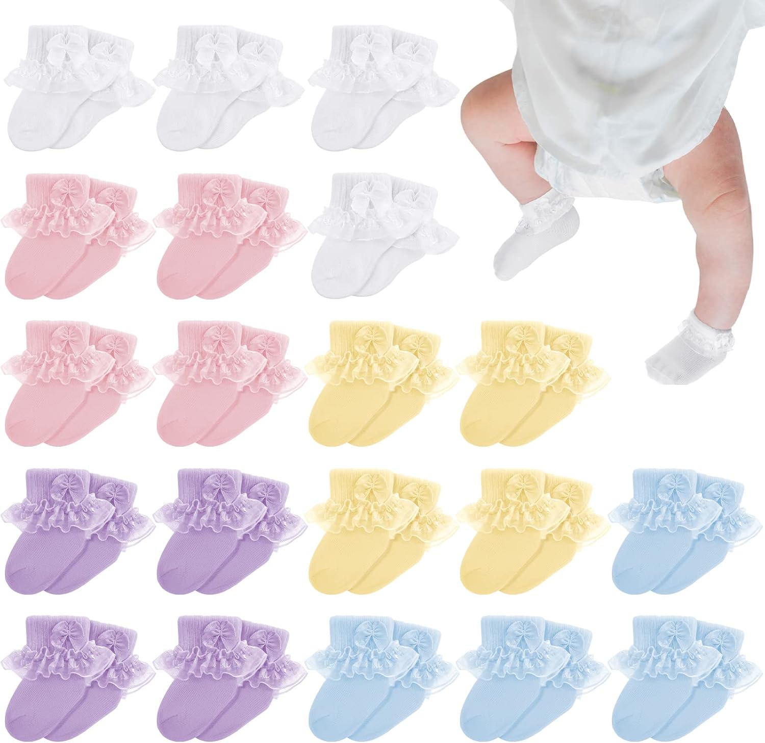 Sintege 20 Pairs Preemie Socks Premature Socks Baby Girl