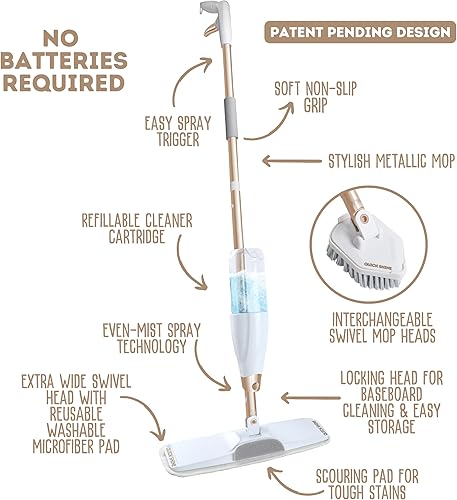 Miniatura 3 de Quick Shine Ultimate Gold Spray Mop Kit  Kit todo en uno de 11 piezas con accesorios intercambiables  Limpiador de piso incluido  No necesita