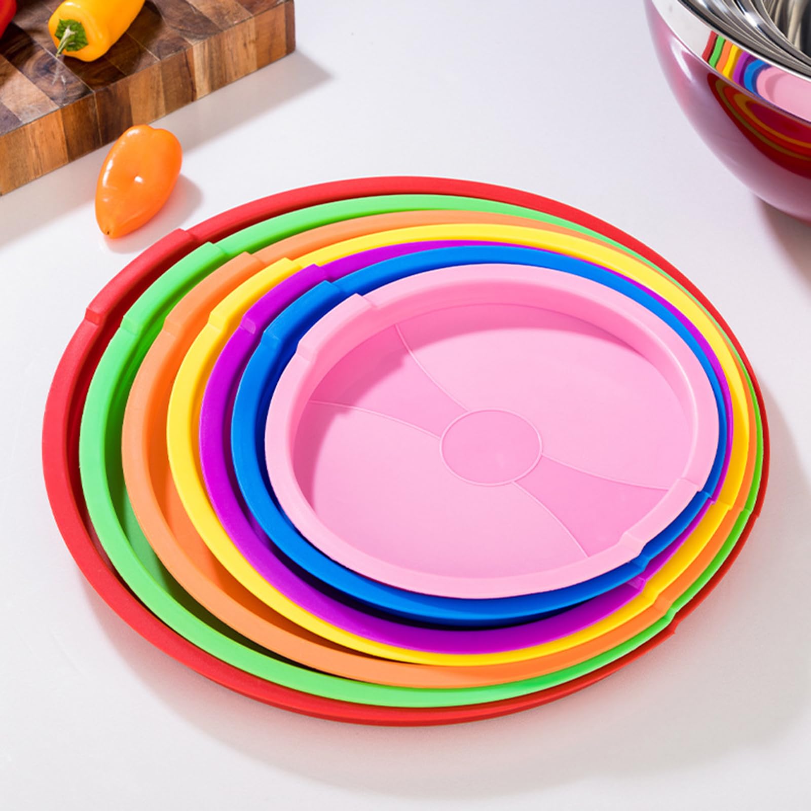 Lot De 7 Bols À Salade Arc-en-ciel Avec Couvercle Saladier Bol À En Acier Inoxydable Empilables Et Lave-vaisselle Ustensiles De Cuisine Pour Stockage Et Mélange