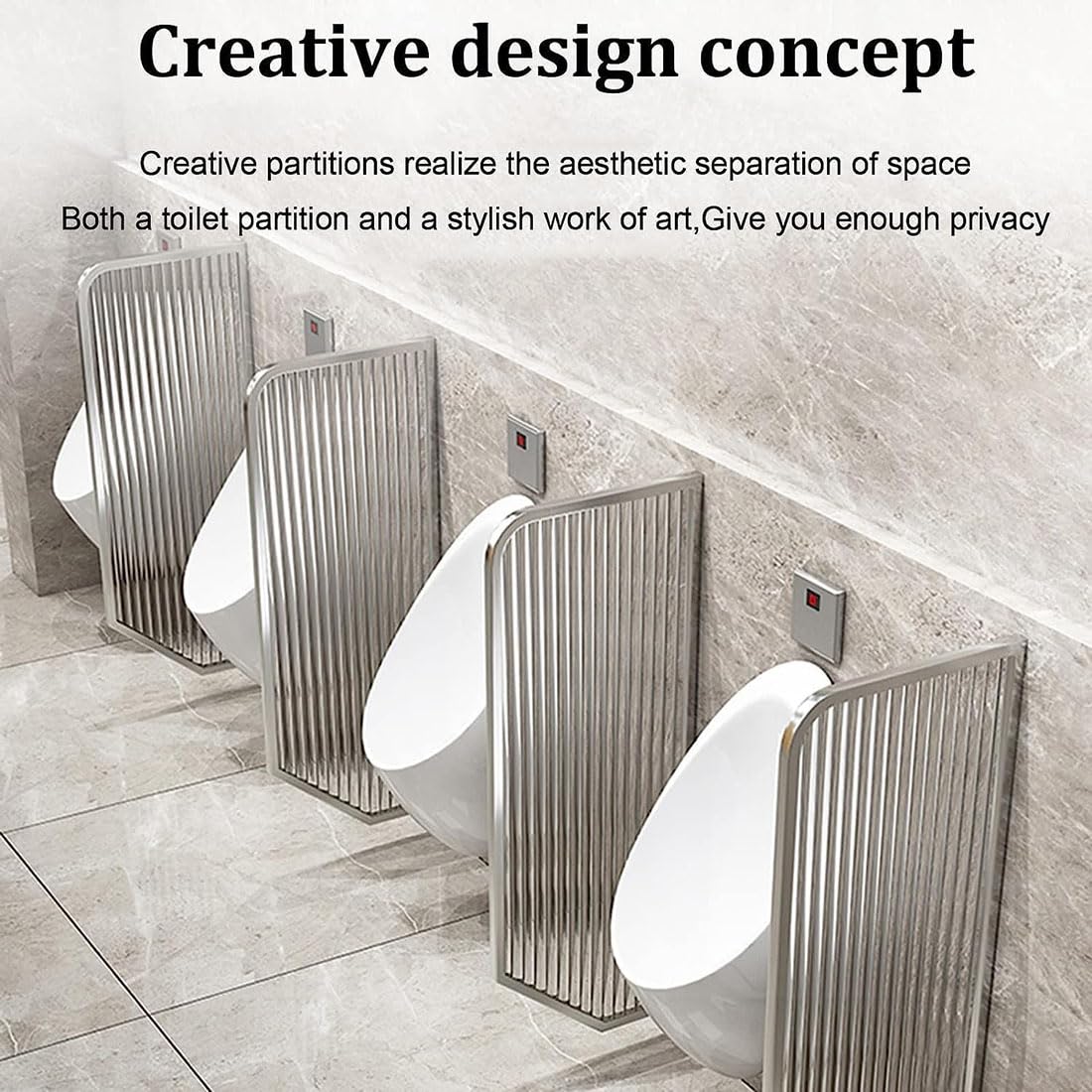 Generico Schermo divisorio a Parete per orinatoi - Parete divisoria Decorativa in Acciaio Inox, divisorio Moderno per bagni pubblici, Soluzione per Una Maggiore Privacy