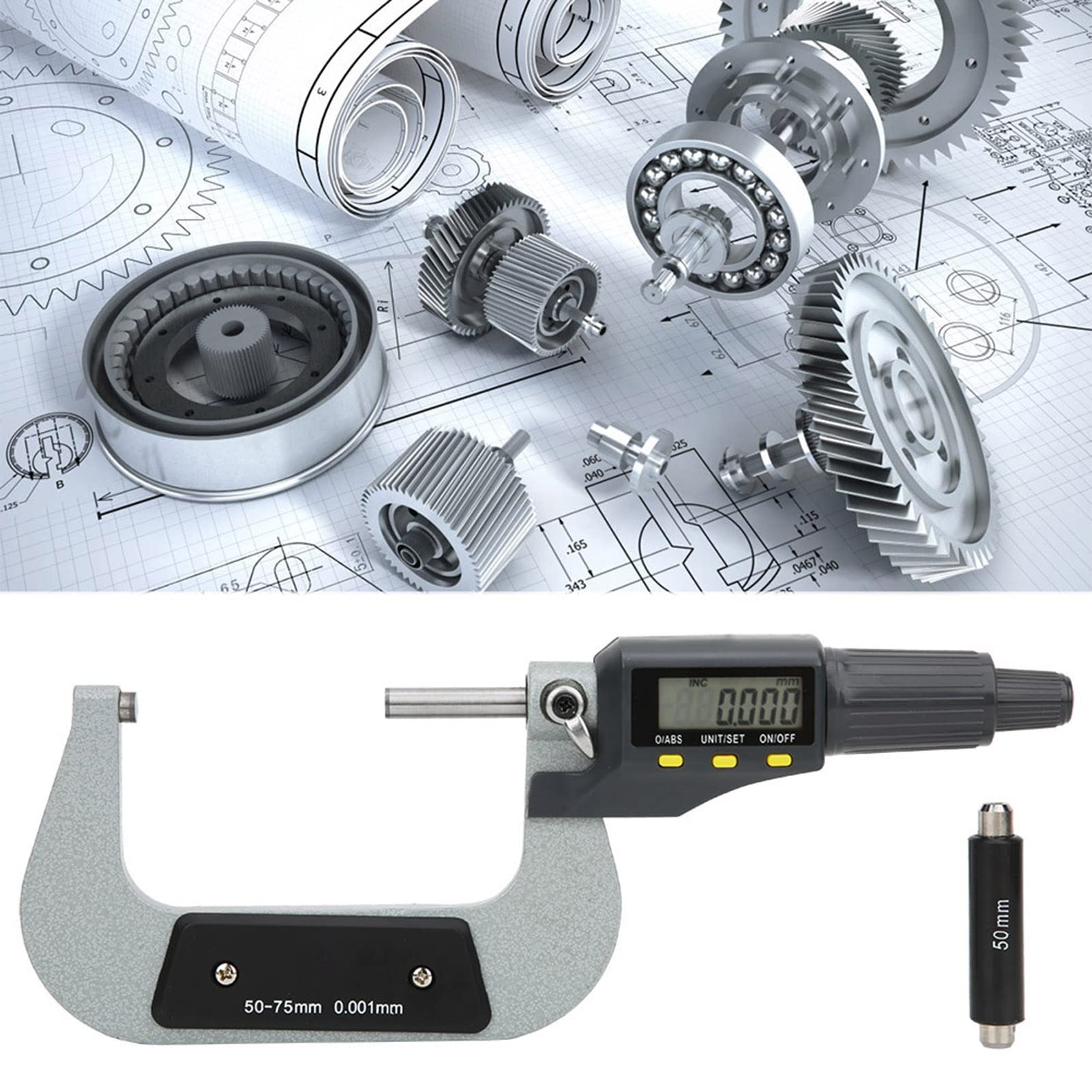 Micrómetro exterior digital Calibre micrómetro electrónico Calibre 50 75 mm Alta precisión Resolución de 0,001 mm para ingenieros Mecánicos Medición industrial
