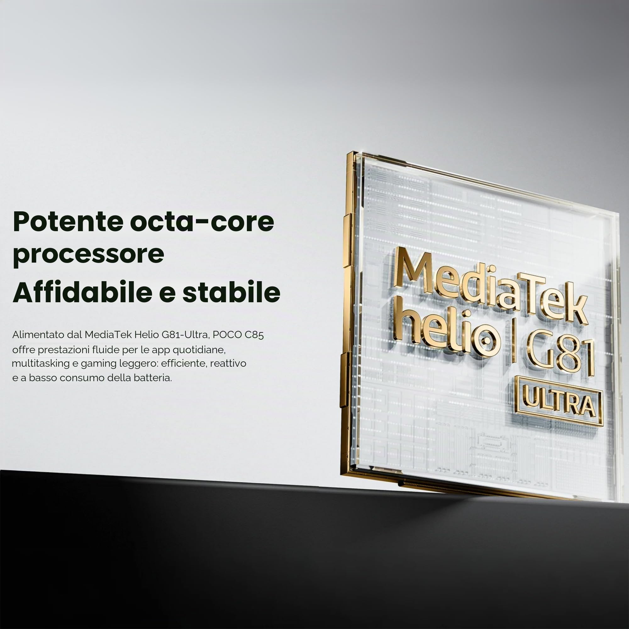XIAOMI POCO C85, Smartphone 6+128GB, Display 6,9" 120Hz 7,99mm Design, MediaTek Helio G81-Ultra Octa-core, Doppia fotocamera AI da 50MP, 6000mAh, garanzia di 2 anni, Verde, Caricabatteria non incluso