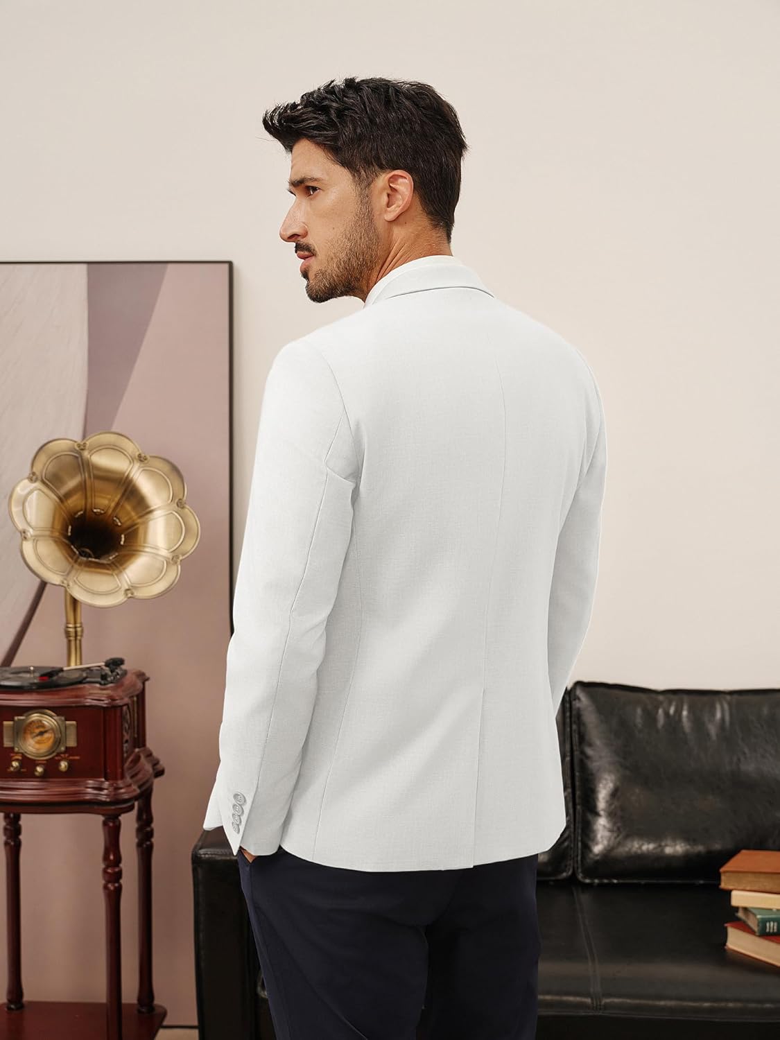 PJ PAUL JONES Men's Casual Blazer One Button Lightweight Sport Coats Solid Notched Lapel Suit Jackets - Image 3