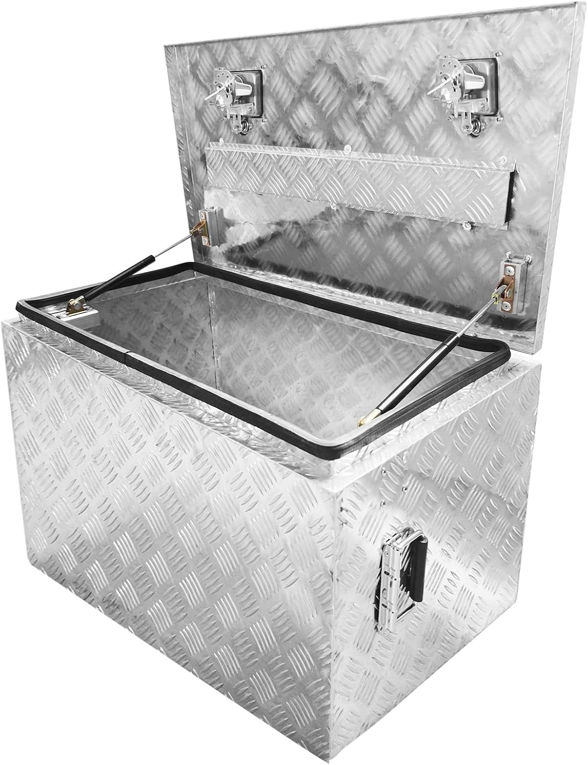 Garvee 30-inch Aluminum Tool Box with lid open, showing interior