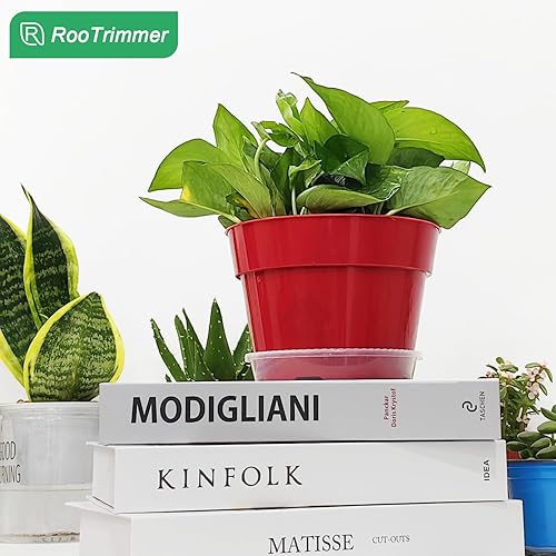 Vista 25 de Paquete de 40 macetas de plástico de 4 pulgadas con almohadilla de malla, macetas de plástico grueso y resistente con agujeros de drenaje para Verde