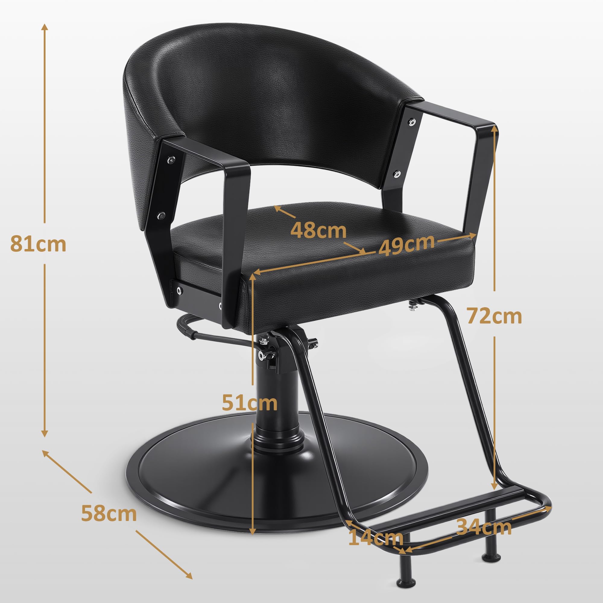 Barberpub Friseurstuhl, Friseureinrichtung Barber Chair, mit Hydraulikpumpe, Drehbar, Höhenverstellbar, PVC-Kunstleder Modern, Schwarz