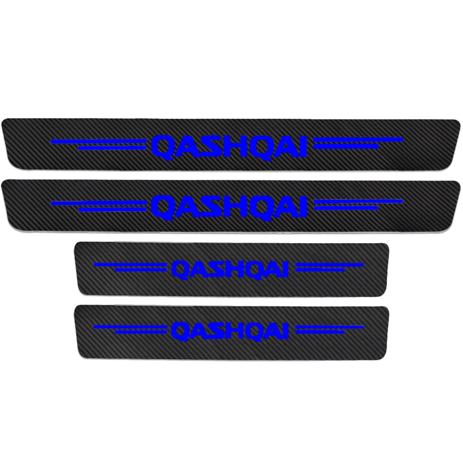 Klhywen Blue 4 Pcs Carbon Fiber Car Door Sill Protector Strips For Nis-San Qashqai J10 J11 J12, Welcome Pedal Guard Kick Plates Sticker Threshold Cover Auto Decorative Accessories,