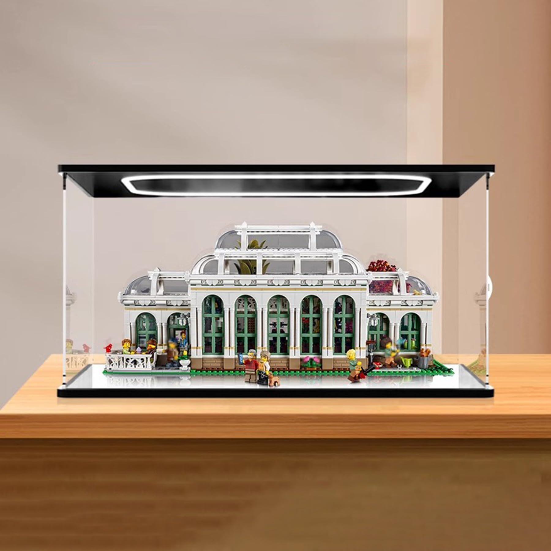 XNSHENGXAN Acrylic Display Case Compatible to Lego The Botanical Garden #21353(21.6*11.8*9.8in), Display Cases for Collectibles, Sturdy Protection for Your Collectible,Mirror+Light