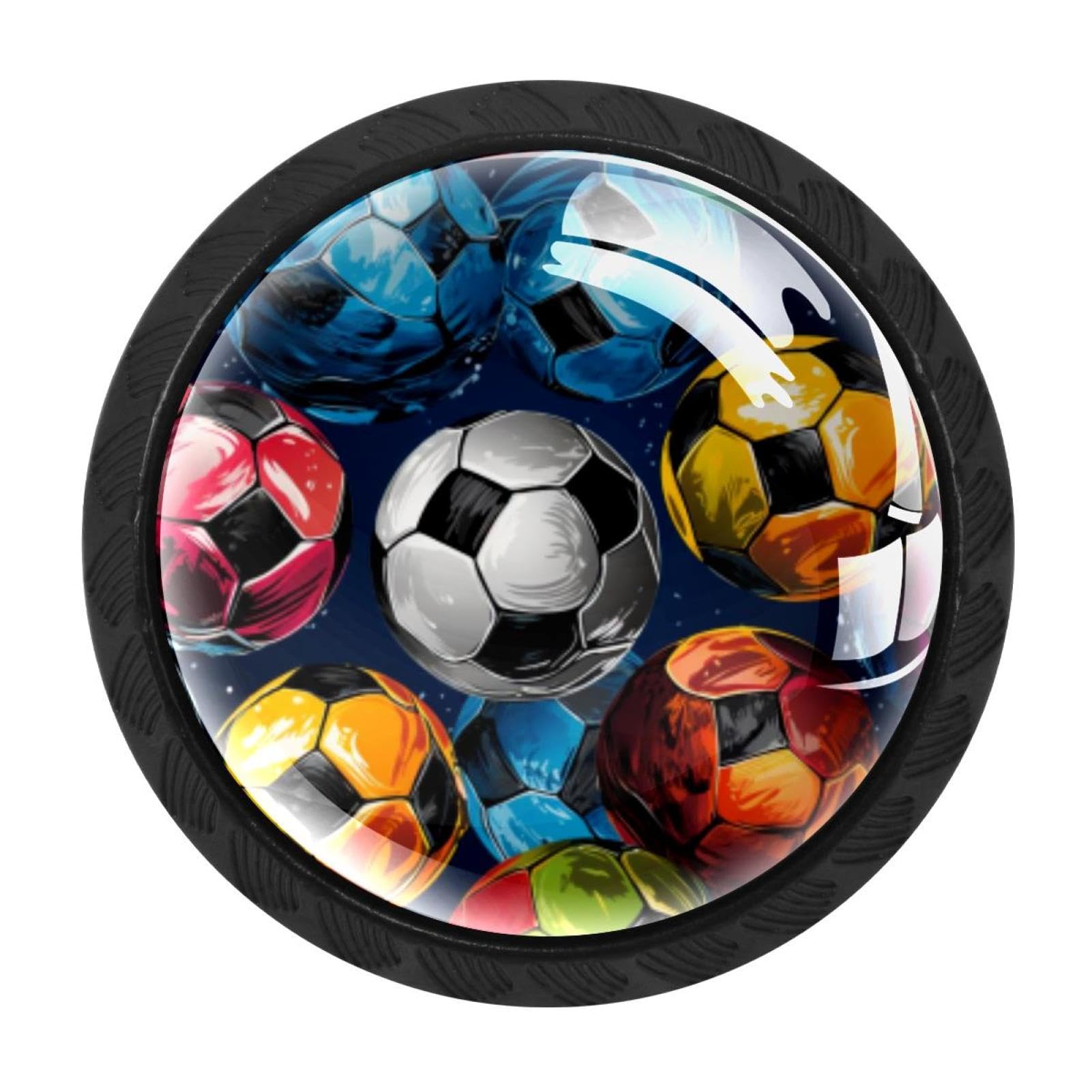 Chenzzzz Multicolored 10 4 Pack Cabinet Handles Black Football Soccer Cabinet Knobs Draw