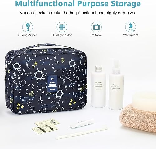 Miniatura 3 de Mossio Neceser colgante con gancho resistente, organizador de viaje grande portátil para maquillaje cosmético para hombres y mujeres