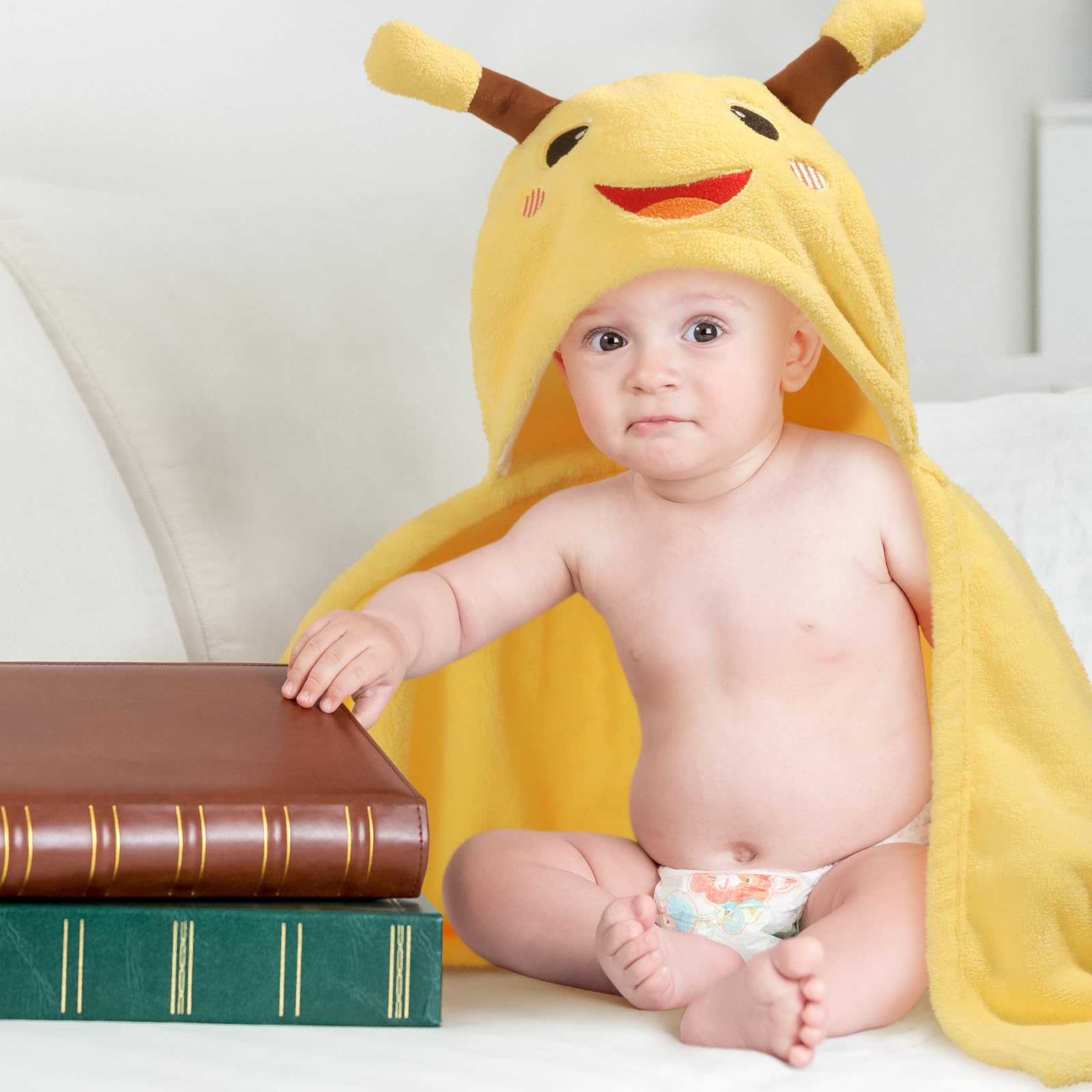 Toallas de baño con capucha para niños pequeños, paquete de 2 toallas gruesas para niños con capucha de animal, extra grandes de 50 x 32 pulgadas para bebés de 0 a 6 años, forro polar coral