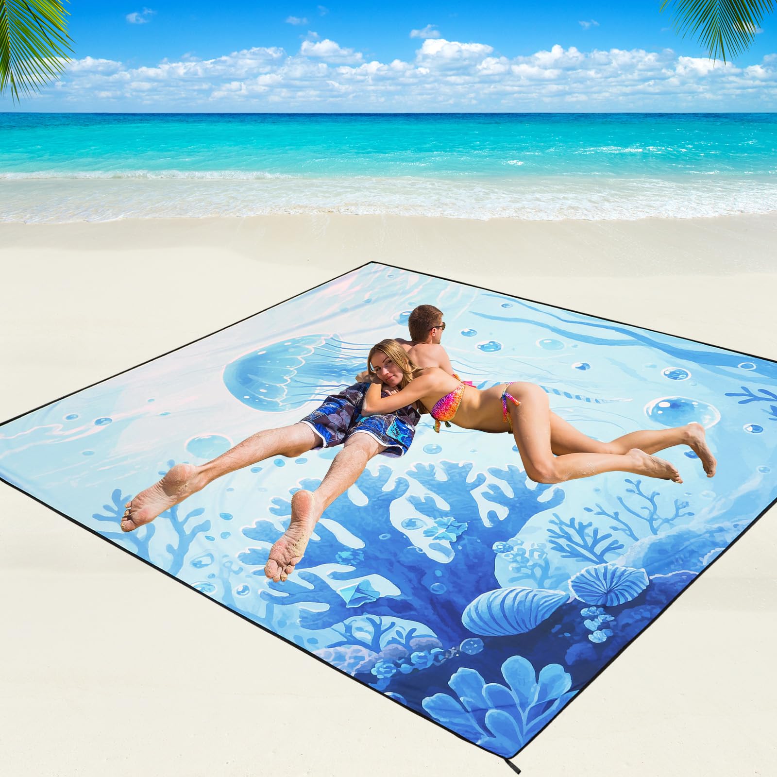 Couverture De Pique-nique Imperméable Avec Poche – Tapis De Plage Anti-sable Pour Camping Et Voyage