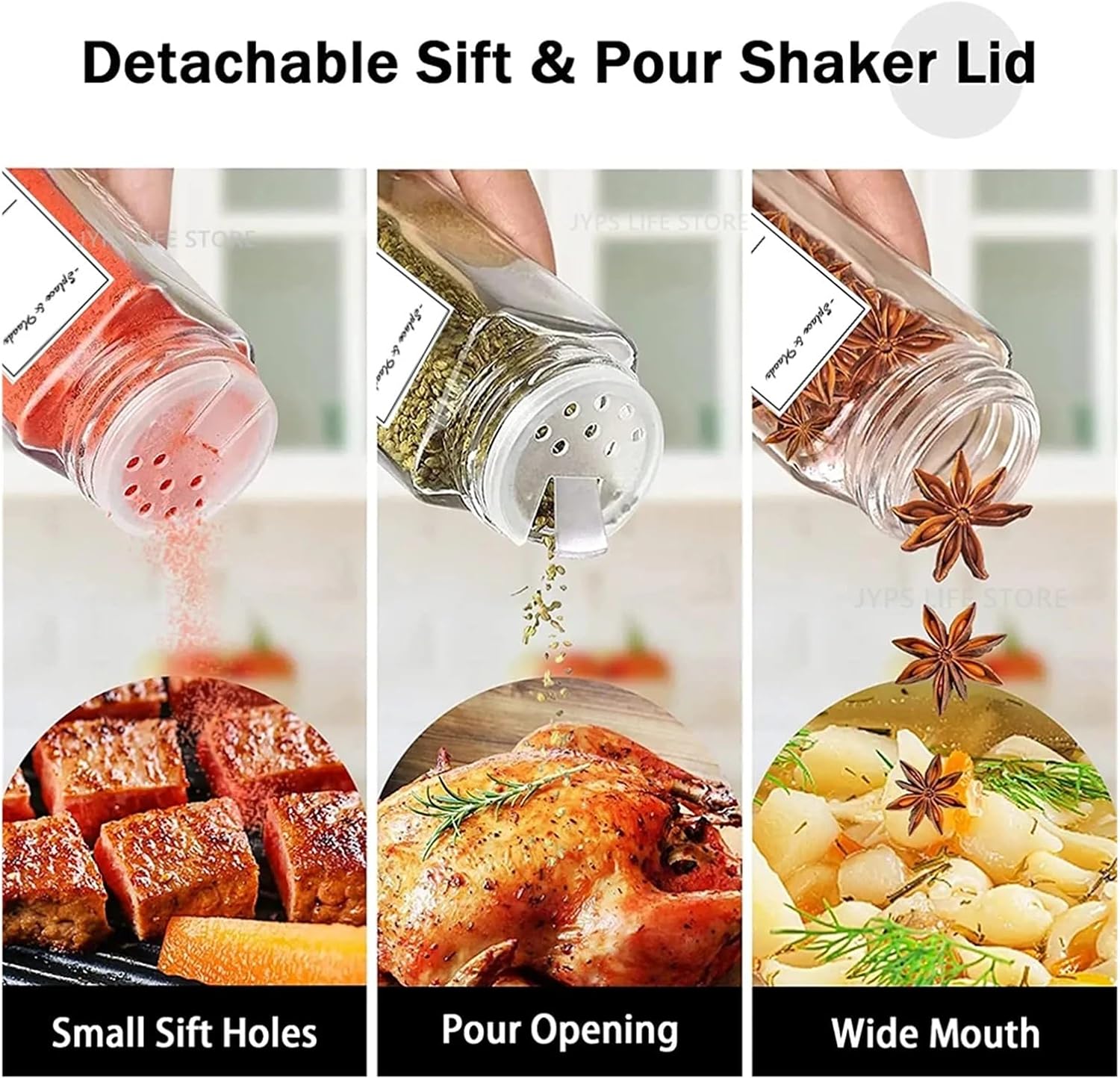 12Pcs Glass Spice Jars With Lids Salt Pepper Shaker Seasoning Containers Organizer Kitchen Jar Set