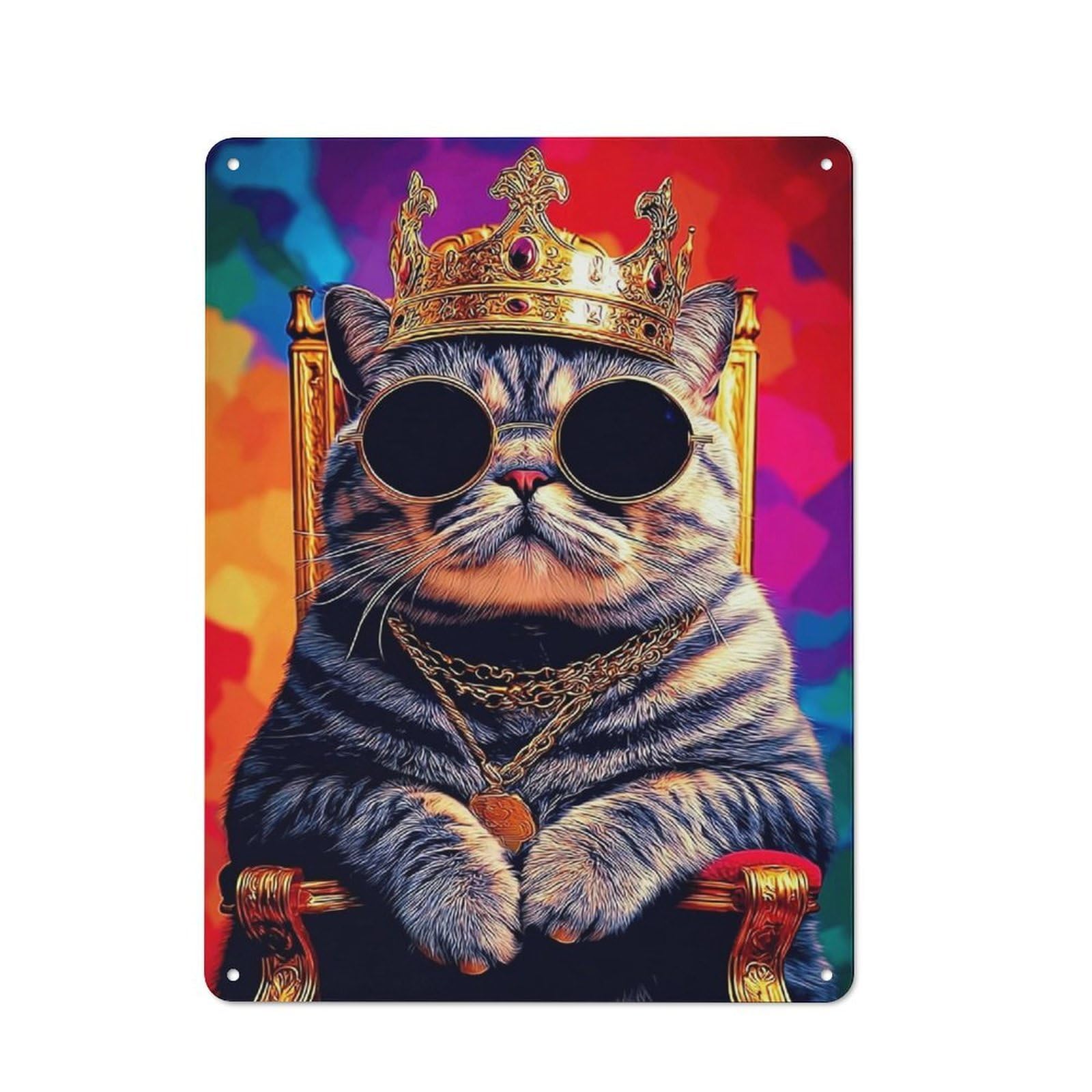 Junmoney Royal Cat Majesty Throne Retro Metal Sign 40X30cm, Garage Style Shed Wall Plaque For Garage, Hobby Room, Office Or Man Cave