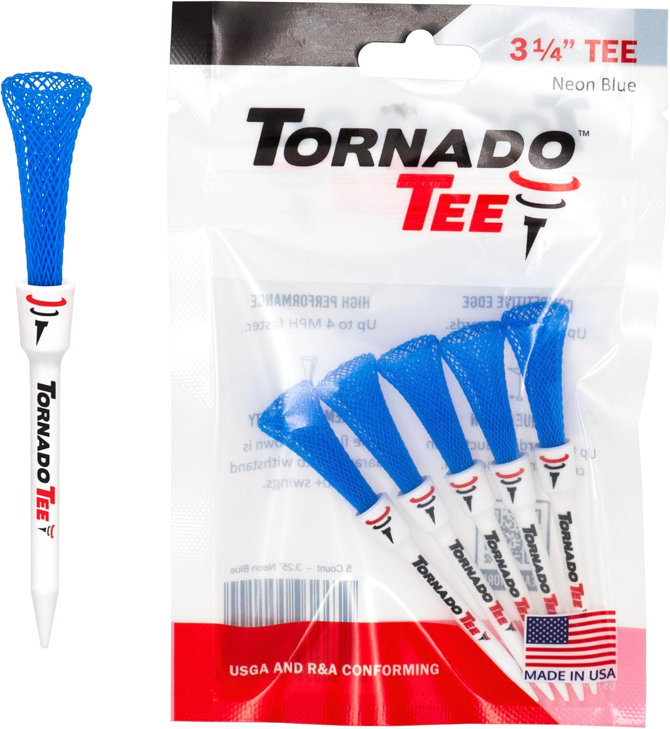 Tornado Tee Neon Blue 3.25" High Performance Golf Tee