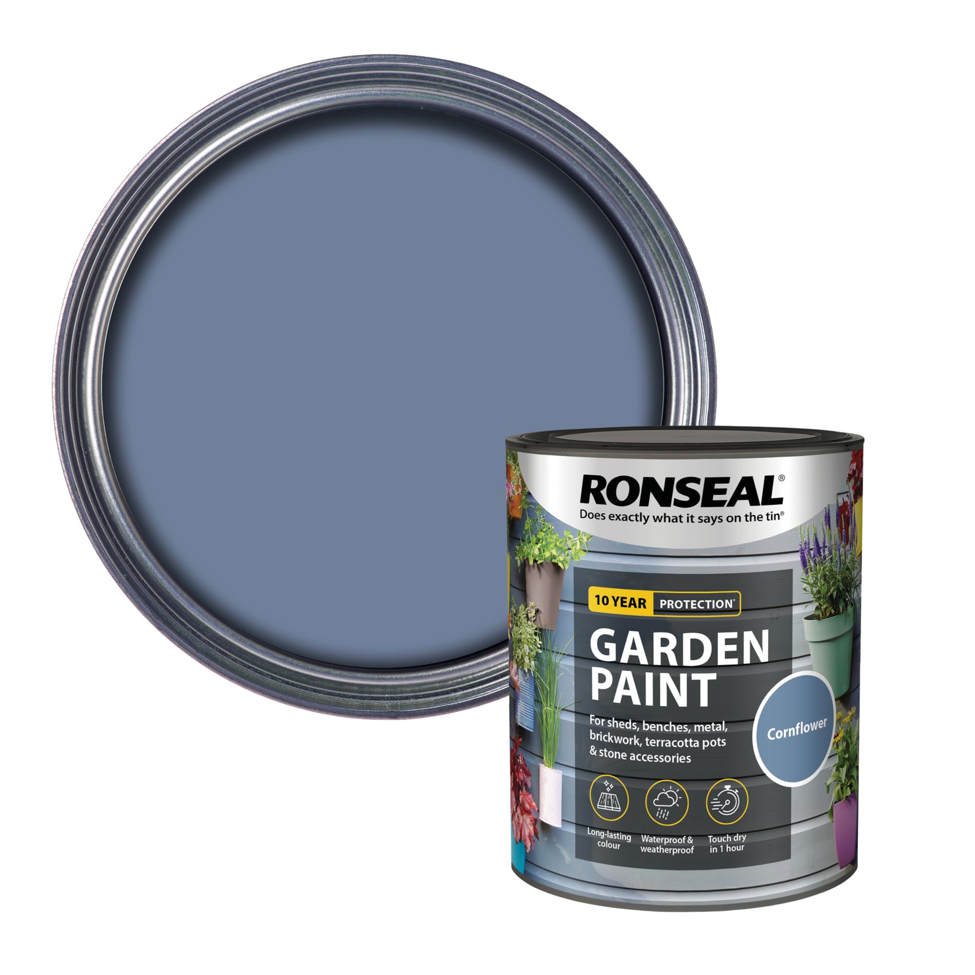 Ronseal Cornflower Rslgpcf750 Gpcf750 Garden Paint 750Ml, 750 Ml