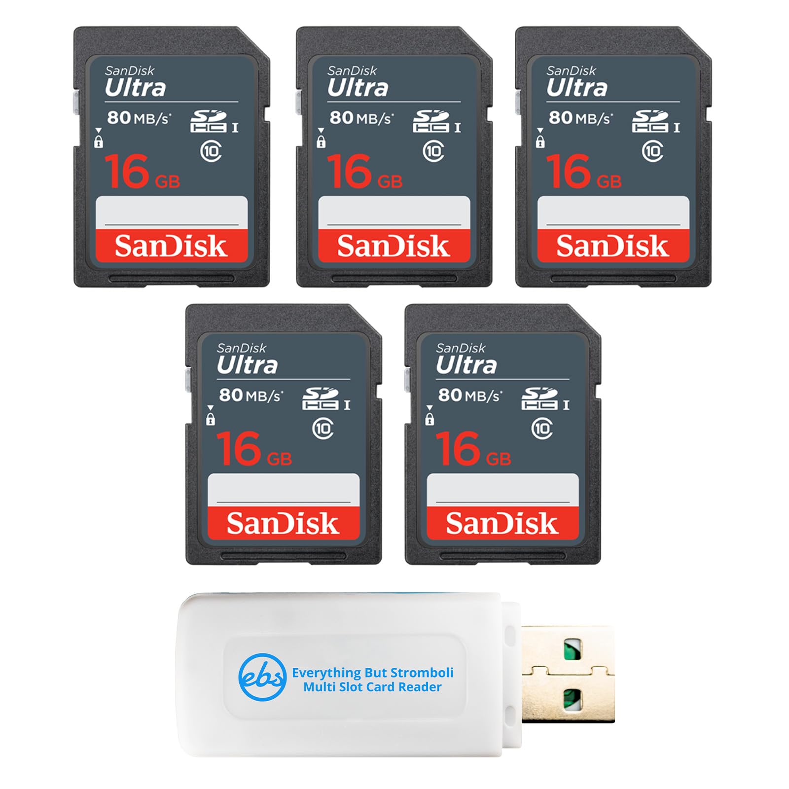SanDisk - Confezione da 5 schede SDSDUNS-016G-GN3IN, Ultra UHS-I, classe 10