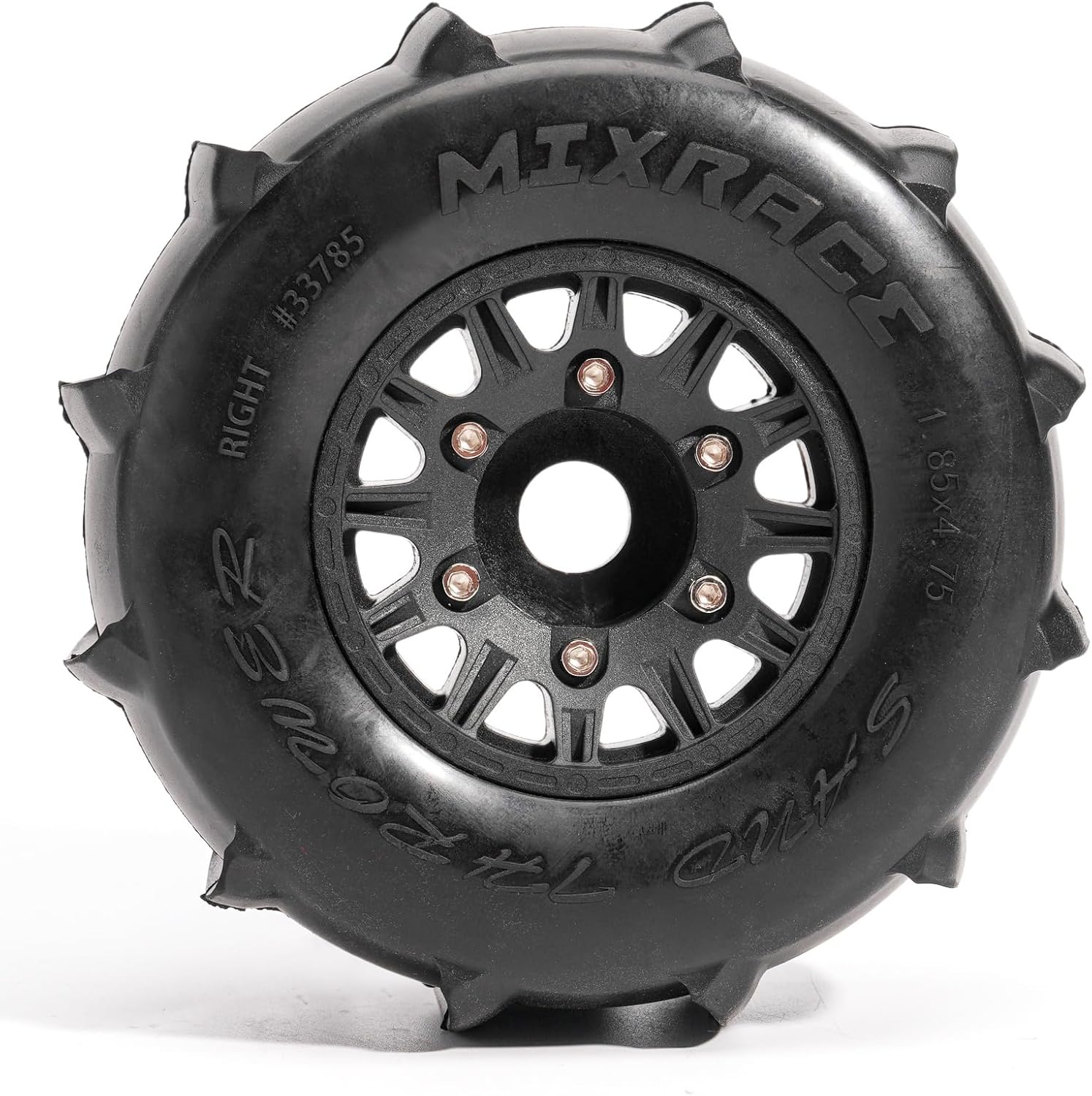 Pre-Glued Sand & Snow Paddle Wheel & Tire Set for 1/10 RC Truck Fits Slash, Arrma Fury/Senton, Tekno SCT410, HSP 94155, 117 x 45.5 mm, 12/14/17 mm Hex, 4 pcs, Black