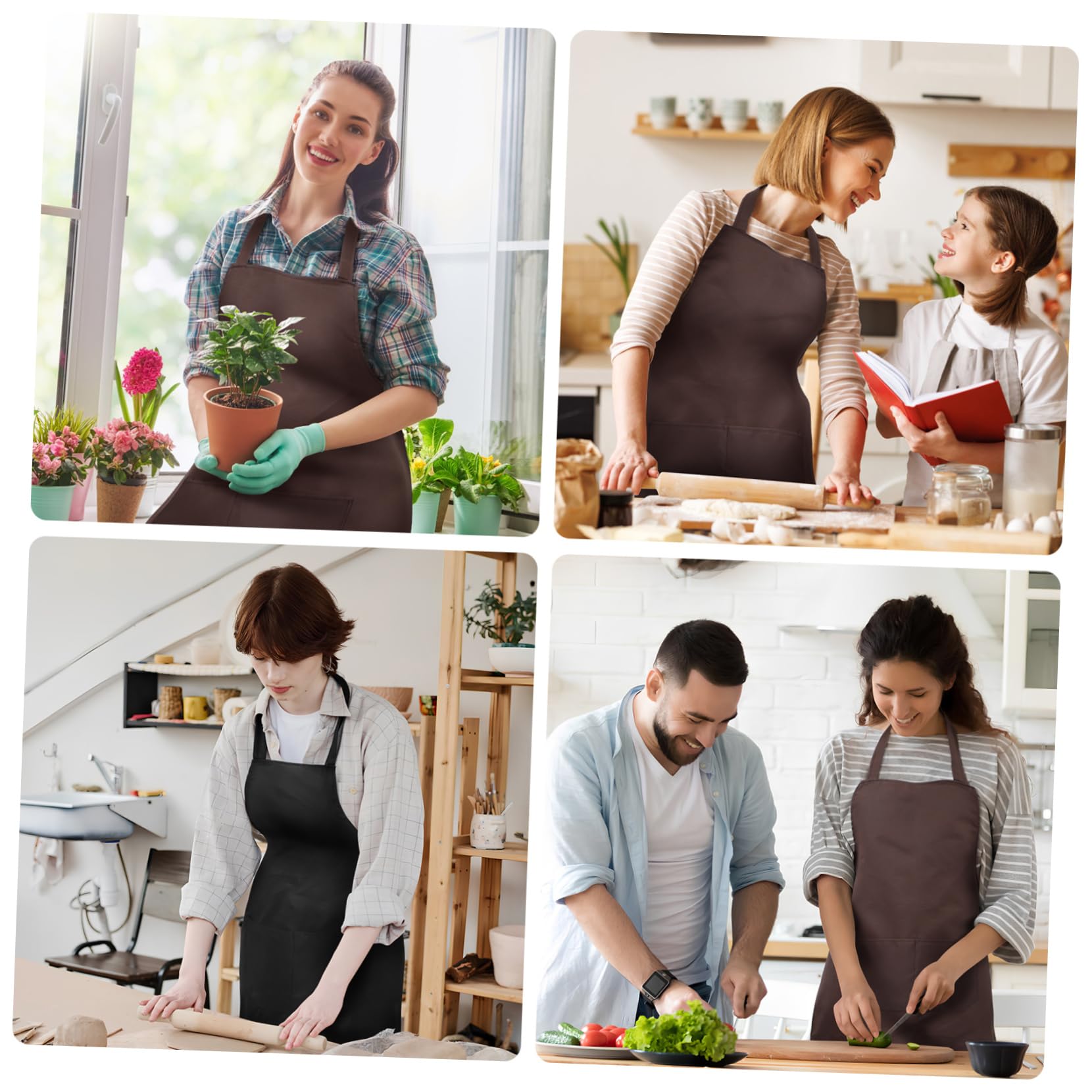 Hohopeti 12 Piezas Delantales de Cocina Unisex Colgantes con Bolsillo Frontal Resistentes y Versátiles para Hogar Peluquería y Taller