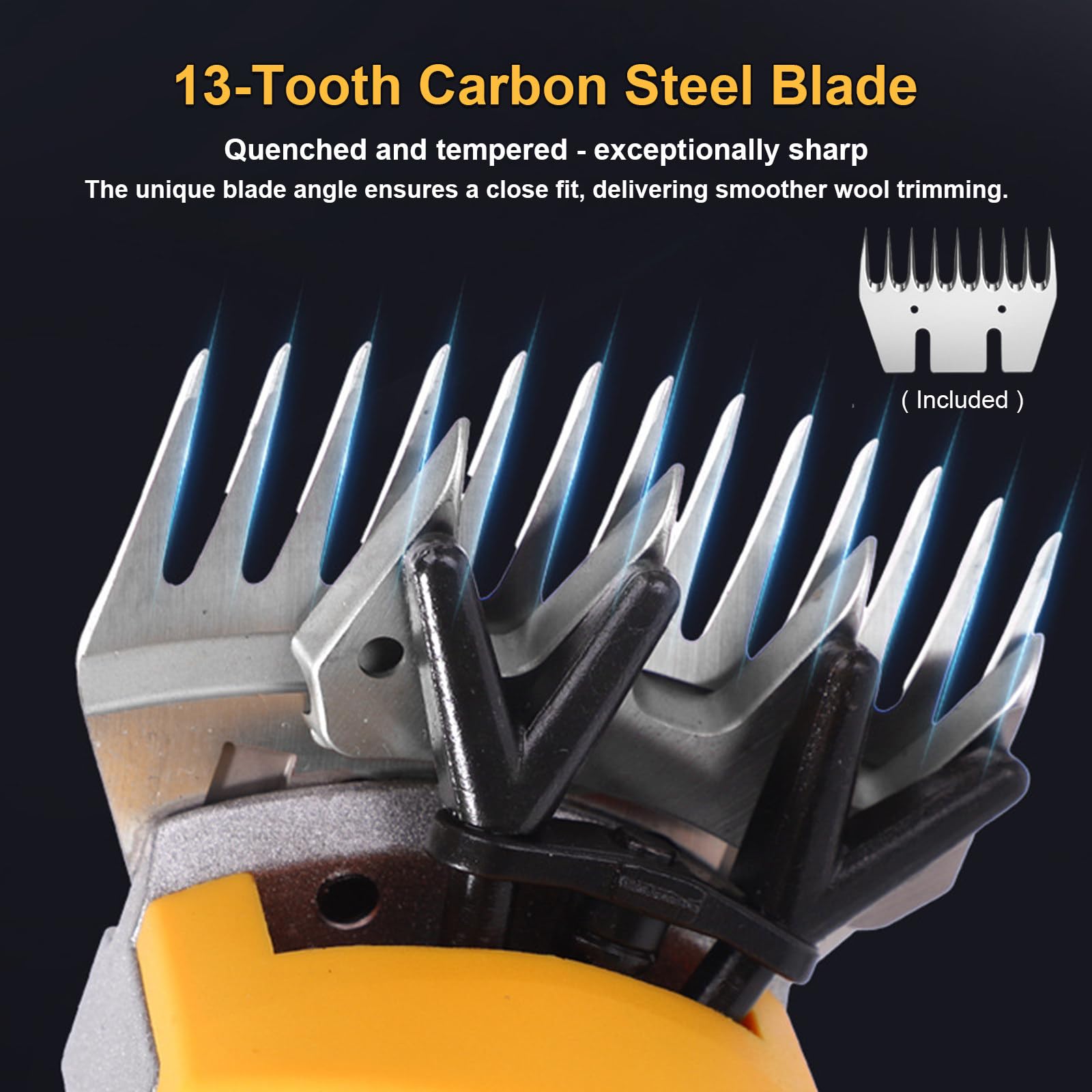 Tosatrice Elettrica per Pecore 850W - Tosatrice Compatta per Bestiame A 6 velocità con Lame A 9 E 13 Denti,per La Rasatura della Lana di Pecore,Capre,Alpaca E Bovini,3200 Giri/Min Yellow