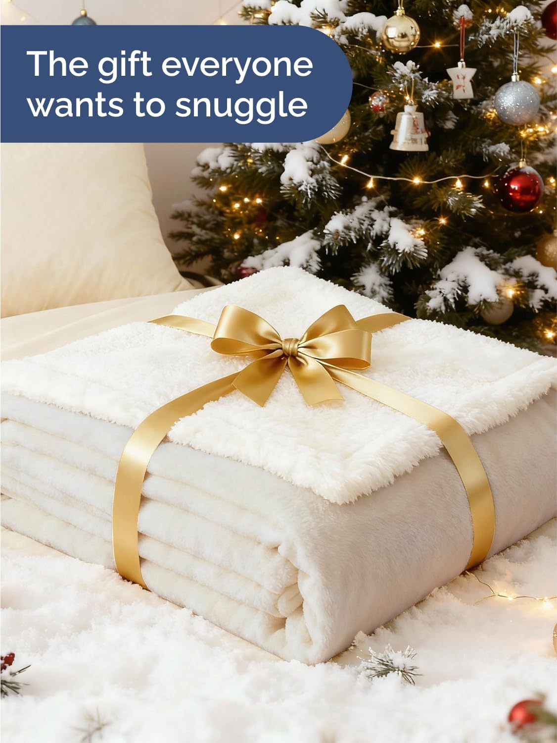 Sherpa Fleece Blanket Queen Size - Reversible Sherpa Fleece Queen Blanket - Super Soft Double Sided for Bed, Sofa, Couch - Thick, Warm, Fuzzy & Plush - Luxurious Bedding for Winter - Ivory, 90" x 90" - Image 5