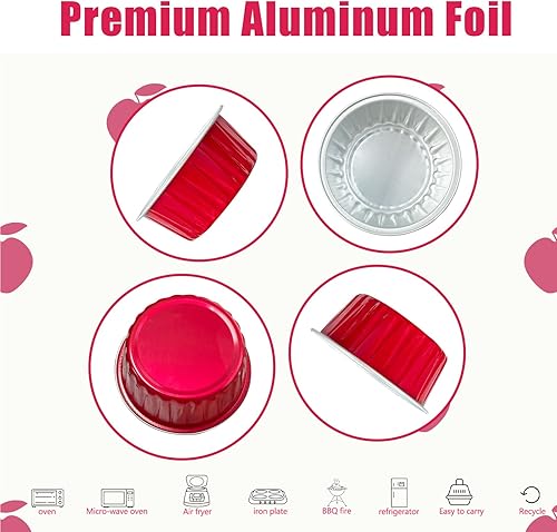 Miniatura 3 de 100 vasos de aluminio con tapas, moldes desechables de 5 onzas para hornear, moldes para magdalenas, mini moldes de aluminio para cupcakes para