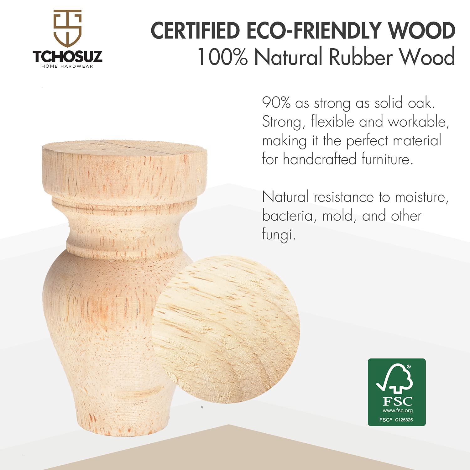 Solid Wood Replacement Feet Eucalyptus DIY Furniture Legs 4 Inch Wooden Furniture  Legs - Unfinished Eucalyptus Bun Feet With 5/16\, image size:1500x1500