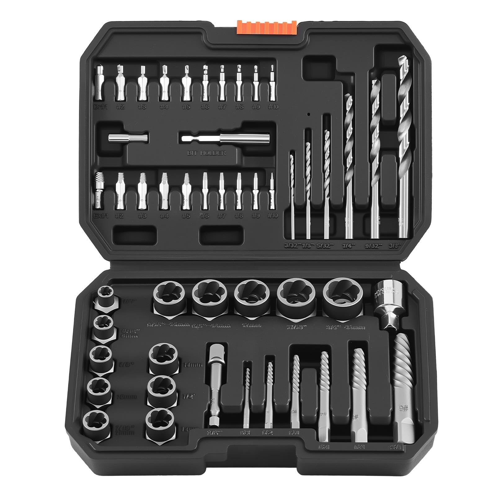 VEVOR Set di Estrattori per Bulloni Danneggiati 49 pezzi, Set di Bussole per Estrazione Dadi Rotti Utensili per Rimozione Bulloni Danneggiati per Riparazioni Domestiche Officina Garage, Acciaio Cr-Mo