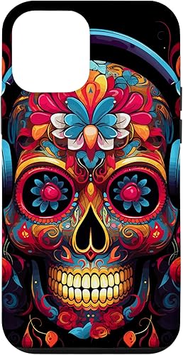 Vista 16 de iPhone 13 Pro Max Calavera Calavera Calavera Sugar Skull con auriculares - Funda temática musical